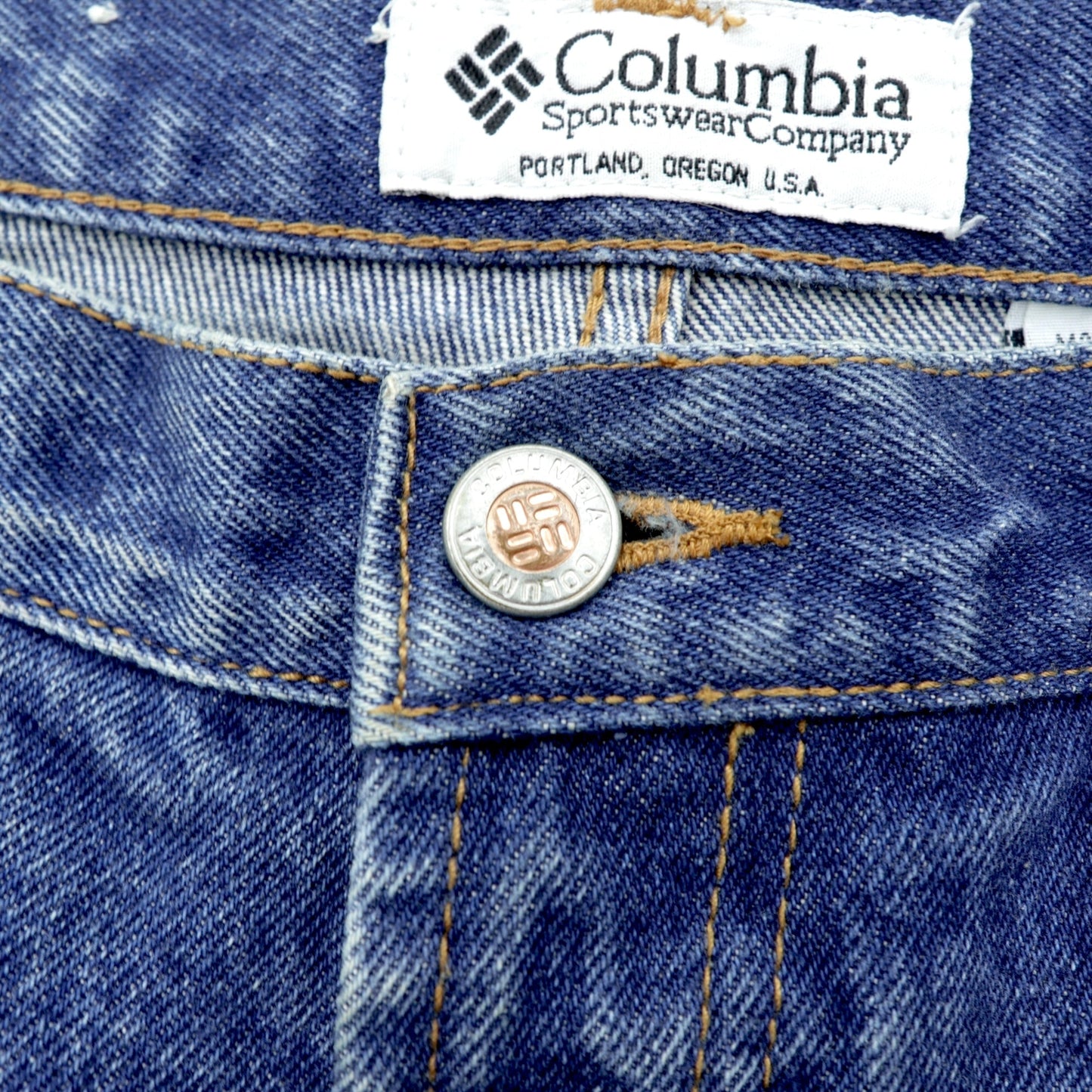 Columbia 90年代 ダブルニー ハンティング デニムパンツ ジーンズ L インディゴ ベージュ