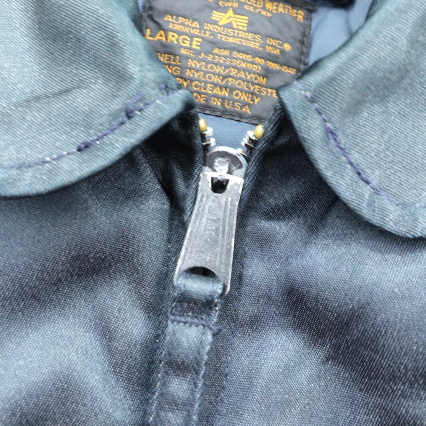 ALPHA INDUSTRIES 90年代 USA製 CWU 45P フライトジャケット L ネイビー 難燃性 短丈 ボロ