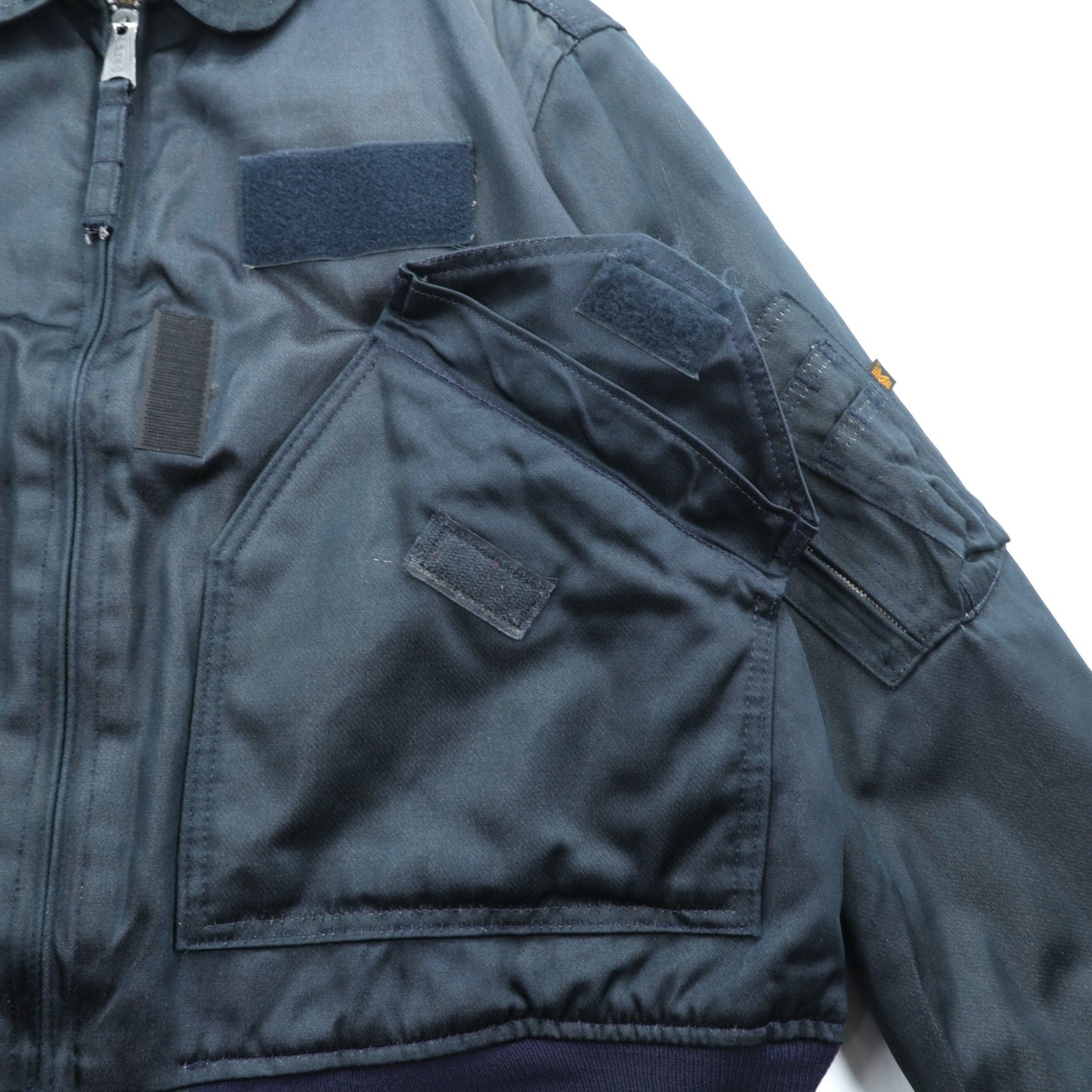 ALPHA INDUSTRIES 90年代 USA製 CWU 45P フライトジャケット L ネイビー 難燃性 短丈 ボロ