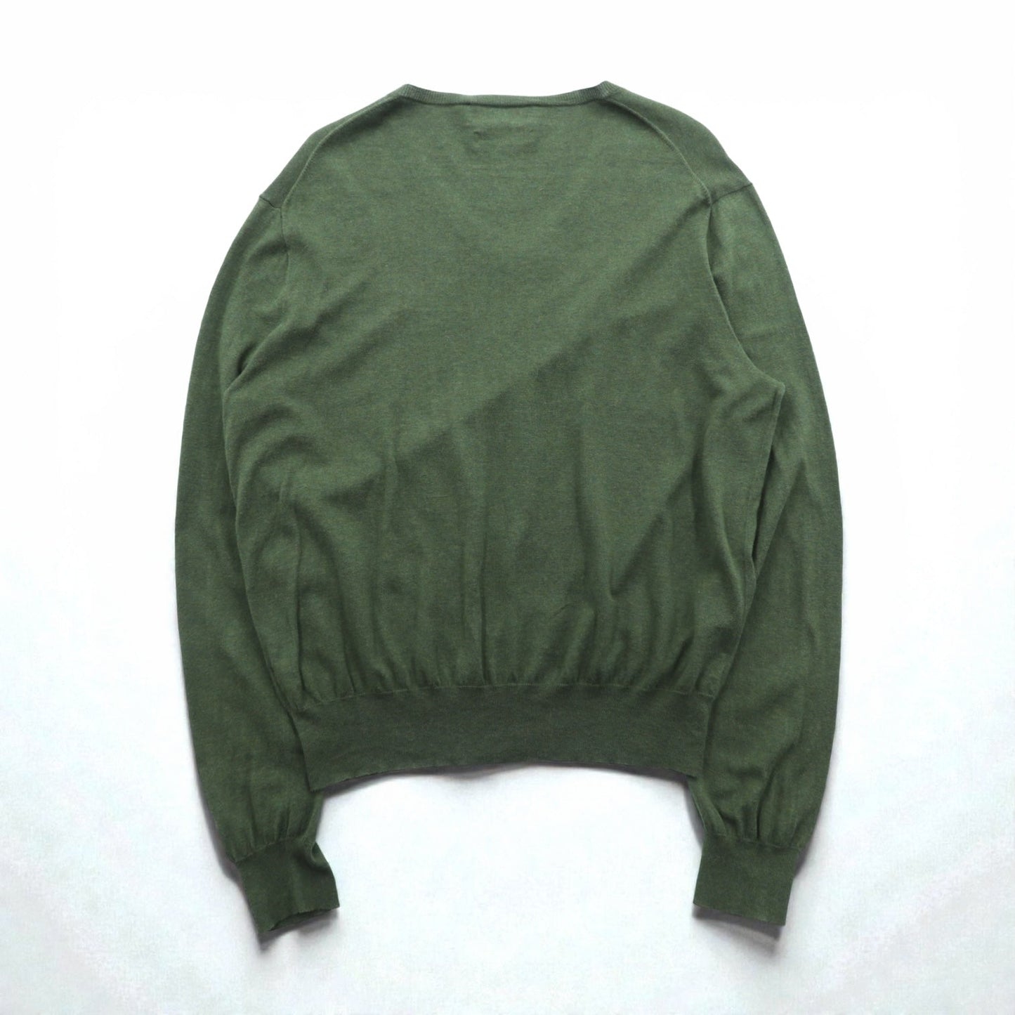 Polo Ralph Lauren 90年代 Vネック ピマコットン ニット セーター L カーキ スモールポニー刺繍