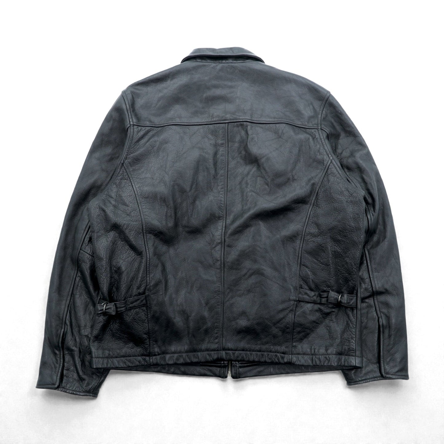 WILSONS 90年代 レザージャケット 中綿 Thinsulate Ultra ライダース XL ブラック 襟付き キルティングライナー 着脱式 ジップアップ