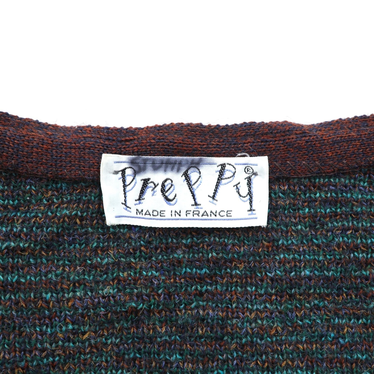 Preppy 80s France Vintage Knit ニット カーディガン L アーガイル柄 80年代 フランス製