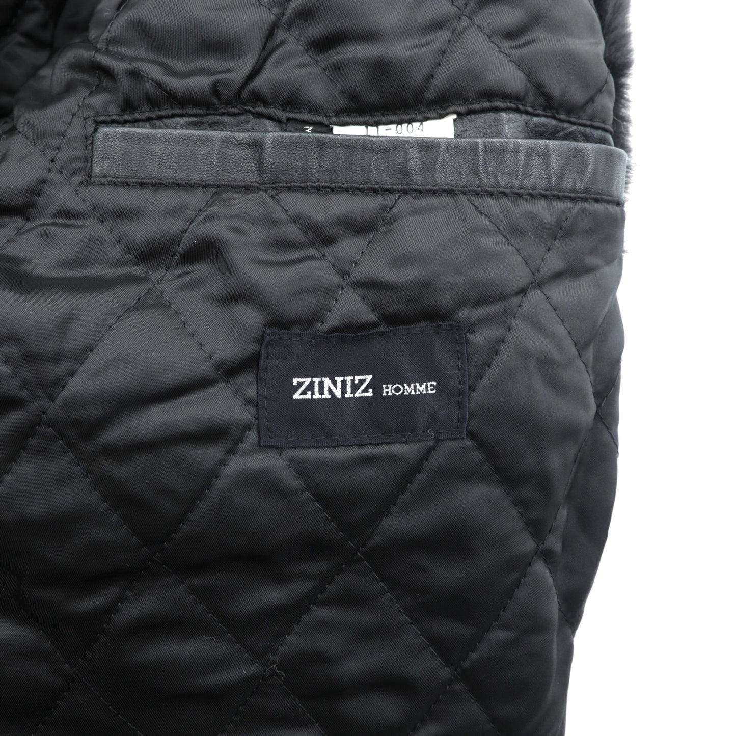 Vintage Black Leather Fur Coat ダブルブレスト レザー カーコート 中綿 XL ショールカラー ファー キルティングライナー ドローコード ZINIZ HOMME