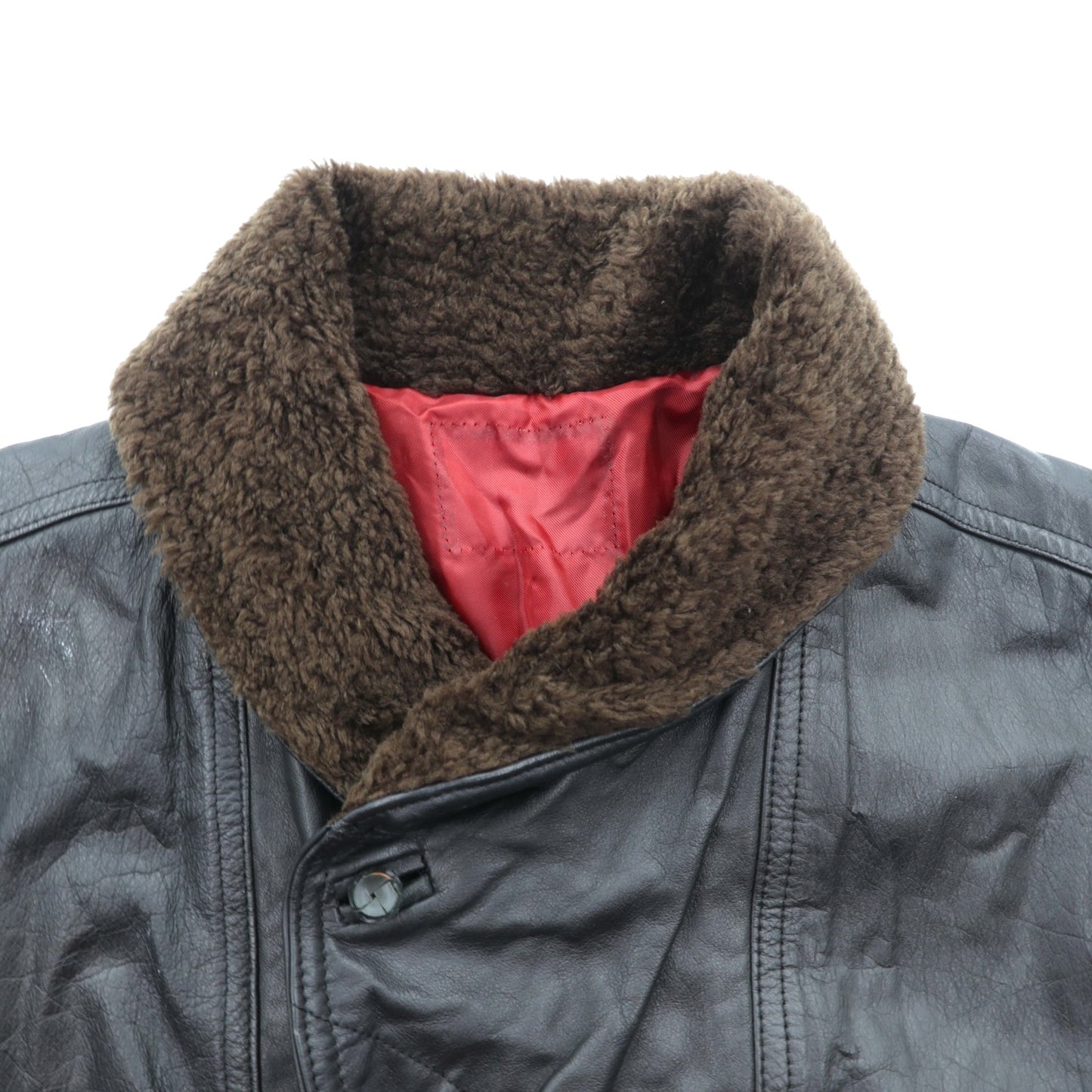 90s Vintage G-1 Leather Bomber Jacket 中綿 フライトジャケット L ブラック レザー 牛革 ボア襟