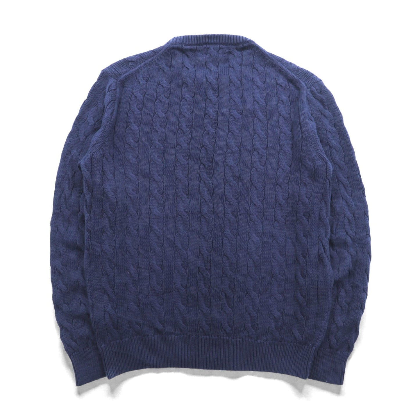 J.CREW フィッシャーマン アラン ニット セーター M ネイビー コットン ケーブル編み
