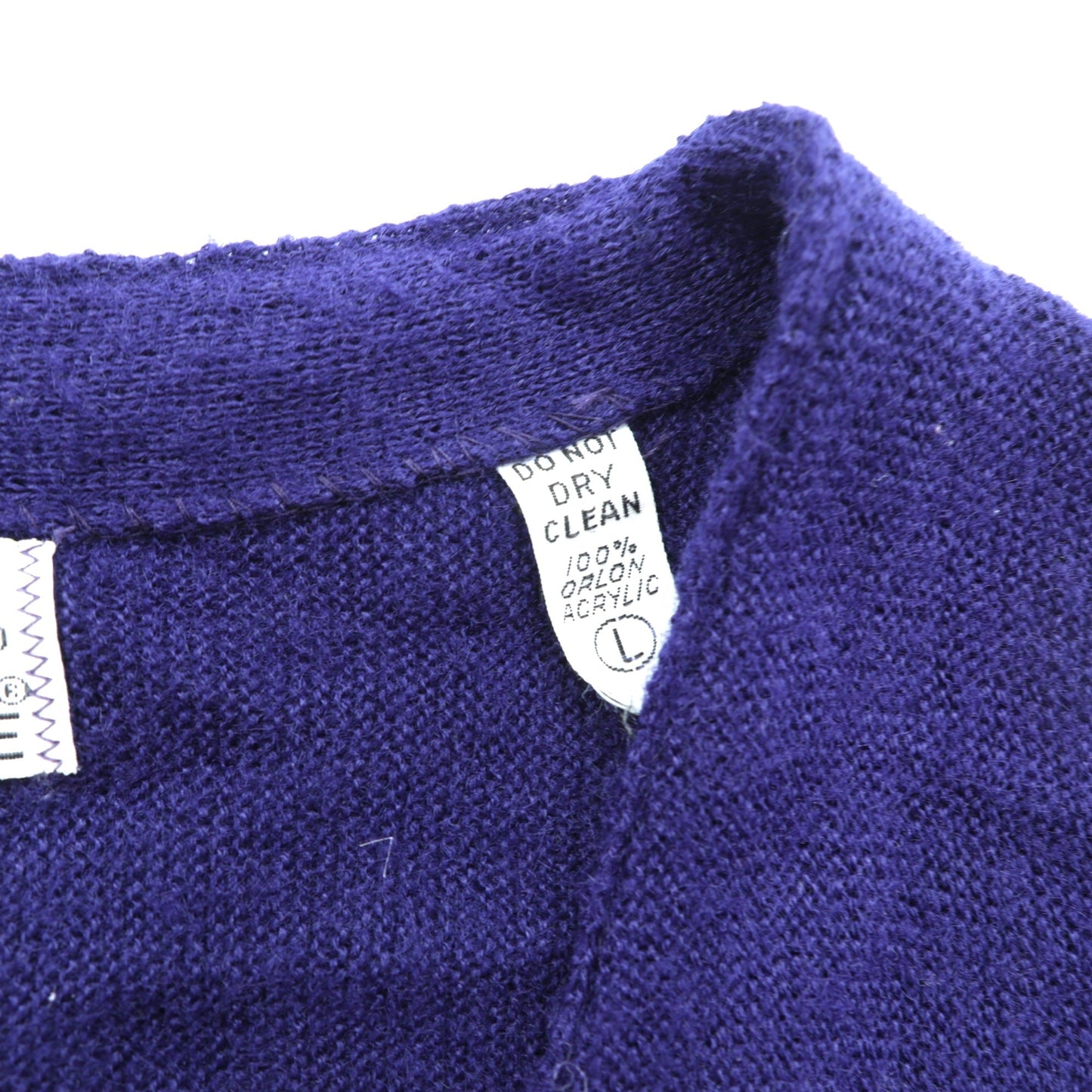 IZOD LACOSTE 70年代 Vネック ニット カーディガン L ネイビー アクリル 糸巻タグ
