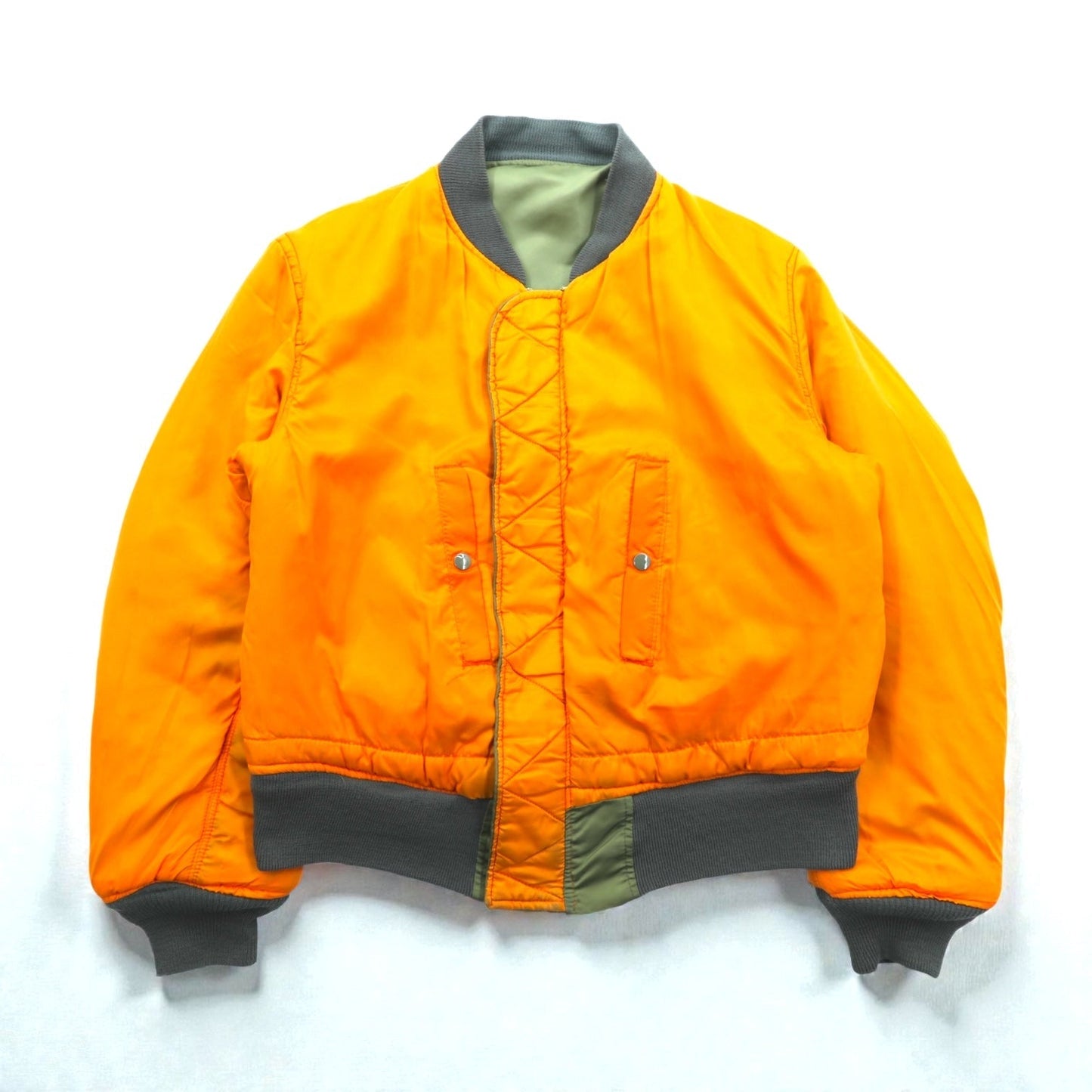 US Military 90s Vintage MA-1 Flight Jacket GREENBRIER 米国製 フライトジャケット M カーキ 中綿 リバーシブル EMARジップ MIL-J-8279 90年代 USA製