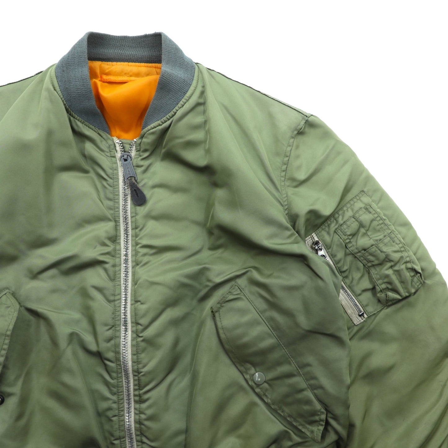 US Military 90s Vintage MA-1 Flight Jacket GREENBRIER 米国製 フライトジャケット M カーキ 中綿 リバーシブル EMARジップ MIL-J-8279 90年代 USA製