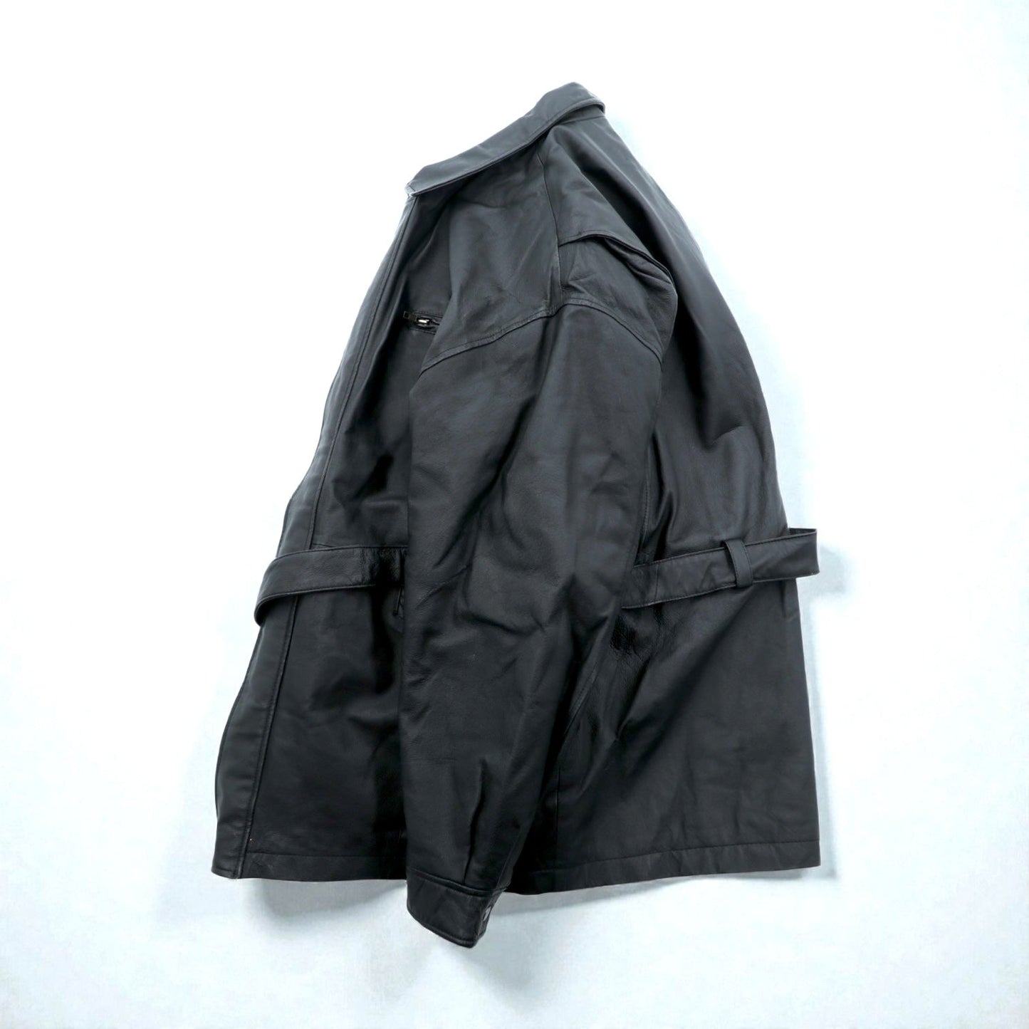 WILSONS 90s Leather Car Coar レザー カーコート チェスターコート L ブラック ウエストベルト付き 90年代