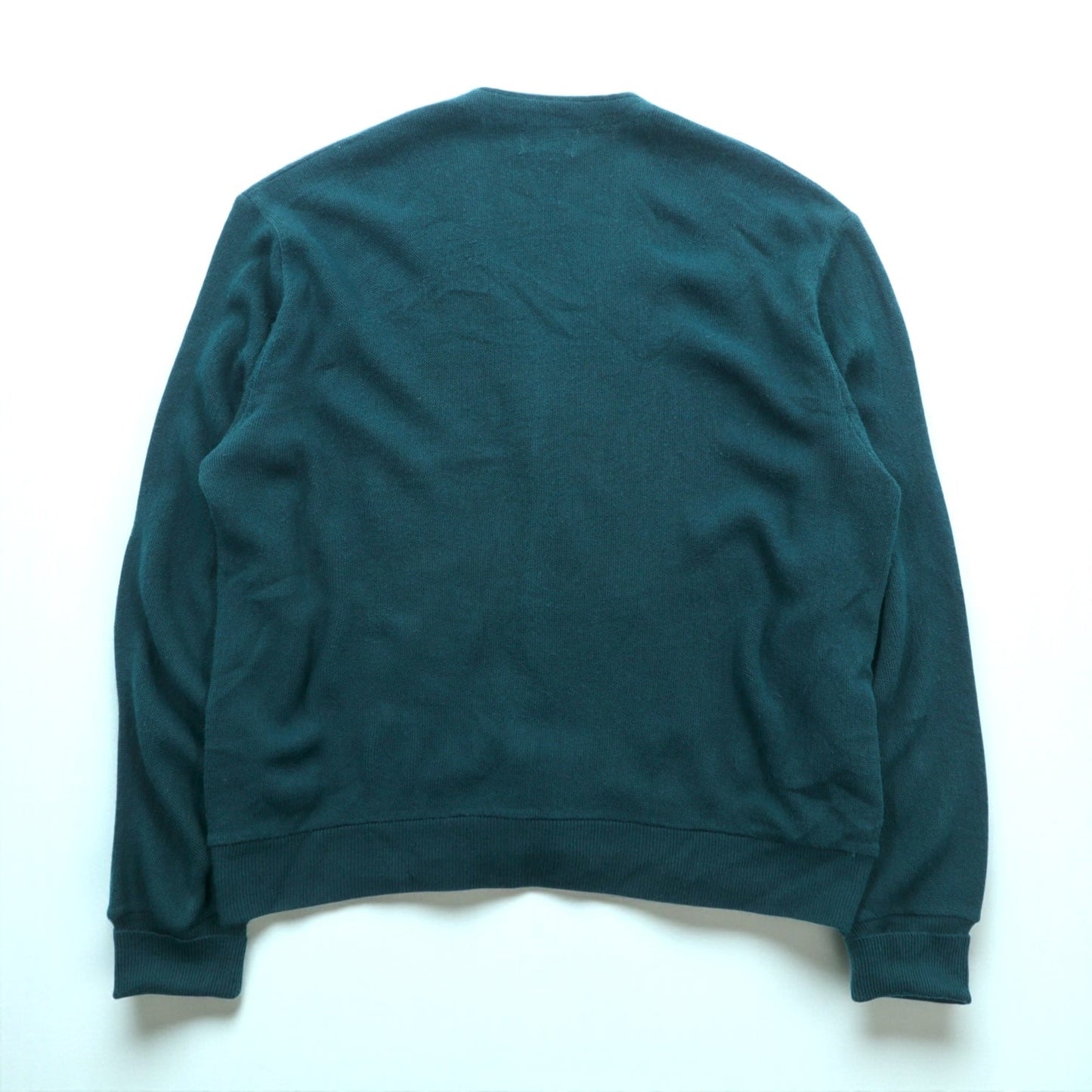 IZOD 90年代 USA製 Vネック ニット カーディガン XL グリーン アクリル ワンポイントロゴ