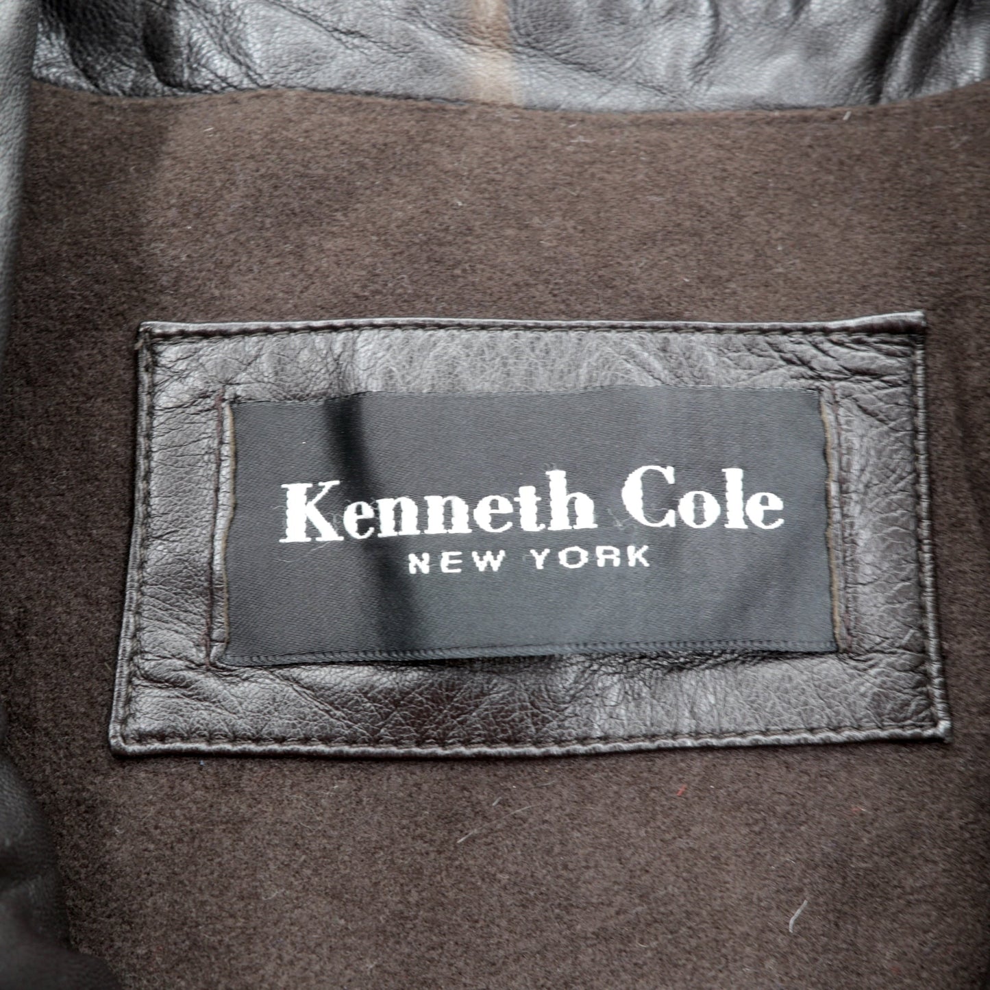Kenneth Cole レザーコート 中綿 チェスターコート L レザー ウエストベルト付き エポレット 比翼