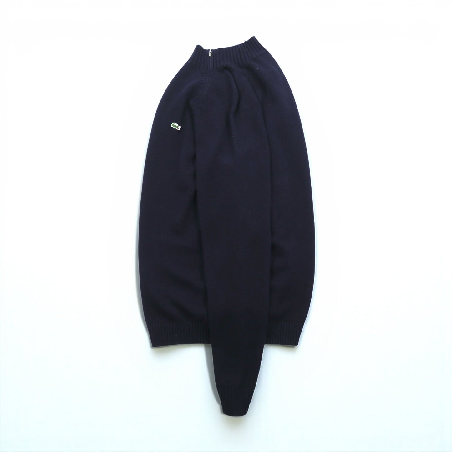 LACOSTE ショルダージップ ハイネック ニット セーター XL ネイビー フランスデザイン
