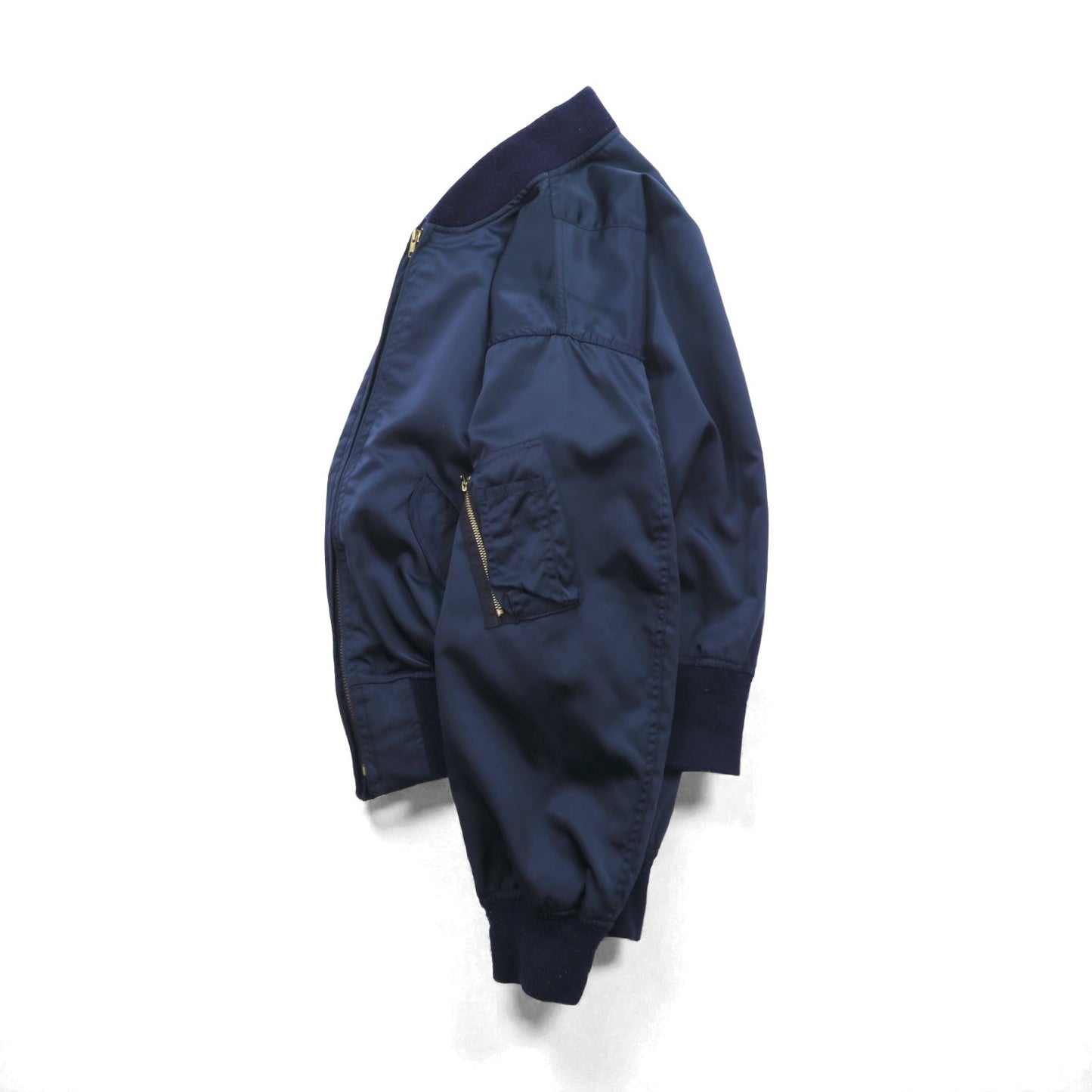 Vintage 80s MA-1 Bomber Jacket フライトジャケット M ネイビー ナイロン 棒TALON 80年代