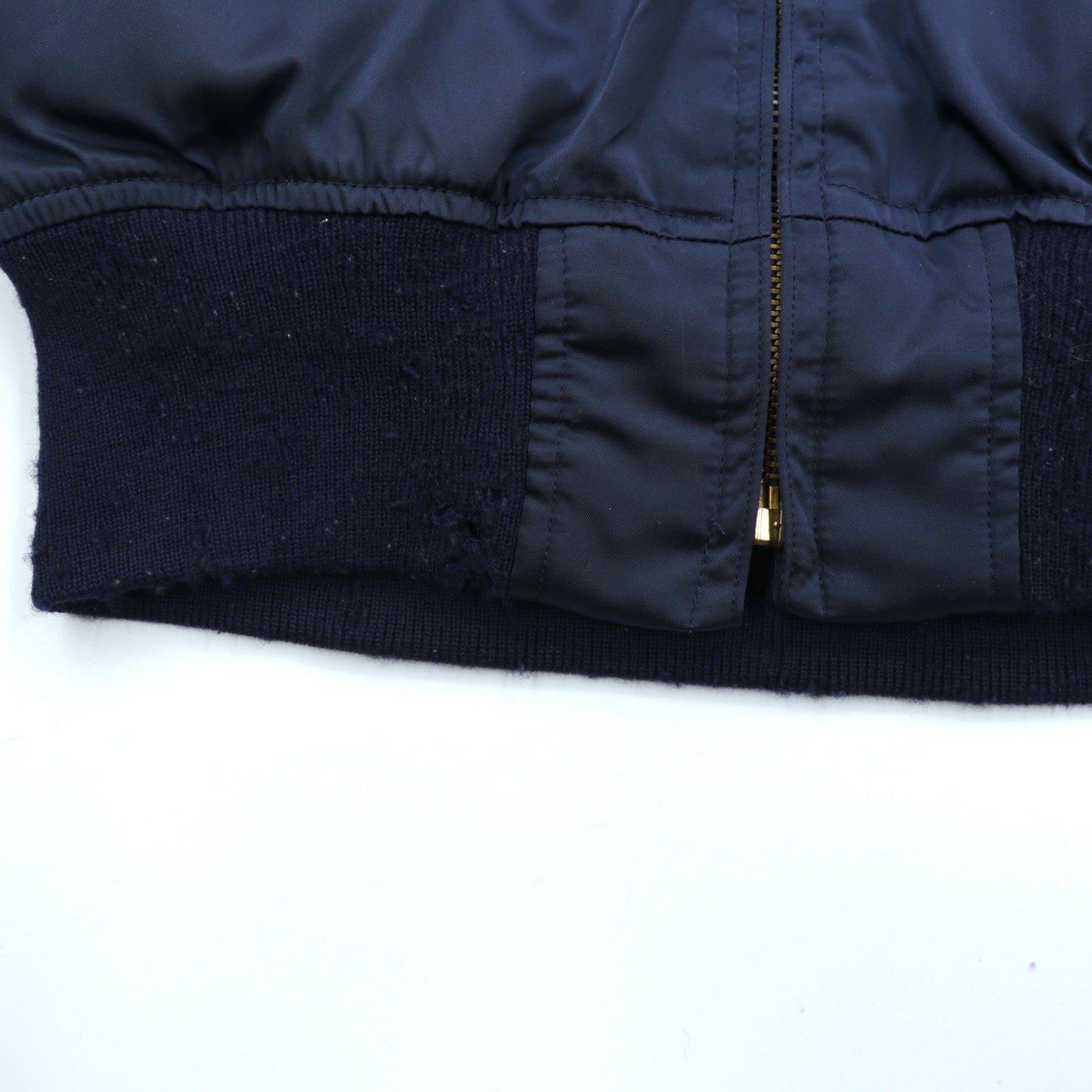 Vintage 80s MA-1 Bomber Jacket フライトジャケット M ネイビー ナイロン 棒TALON 80年代