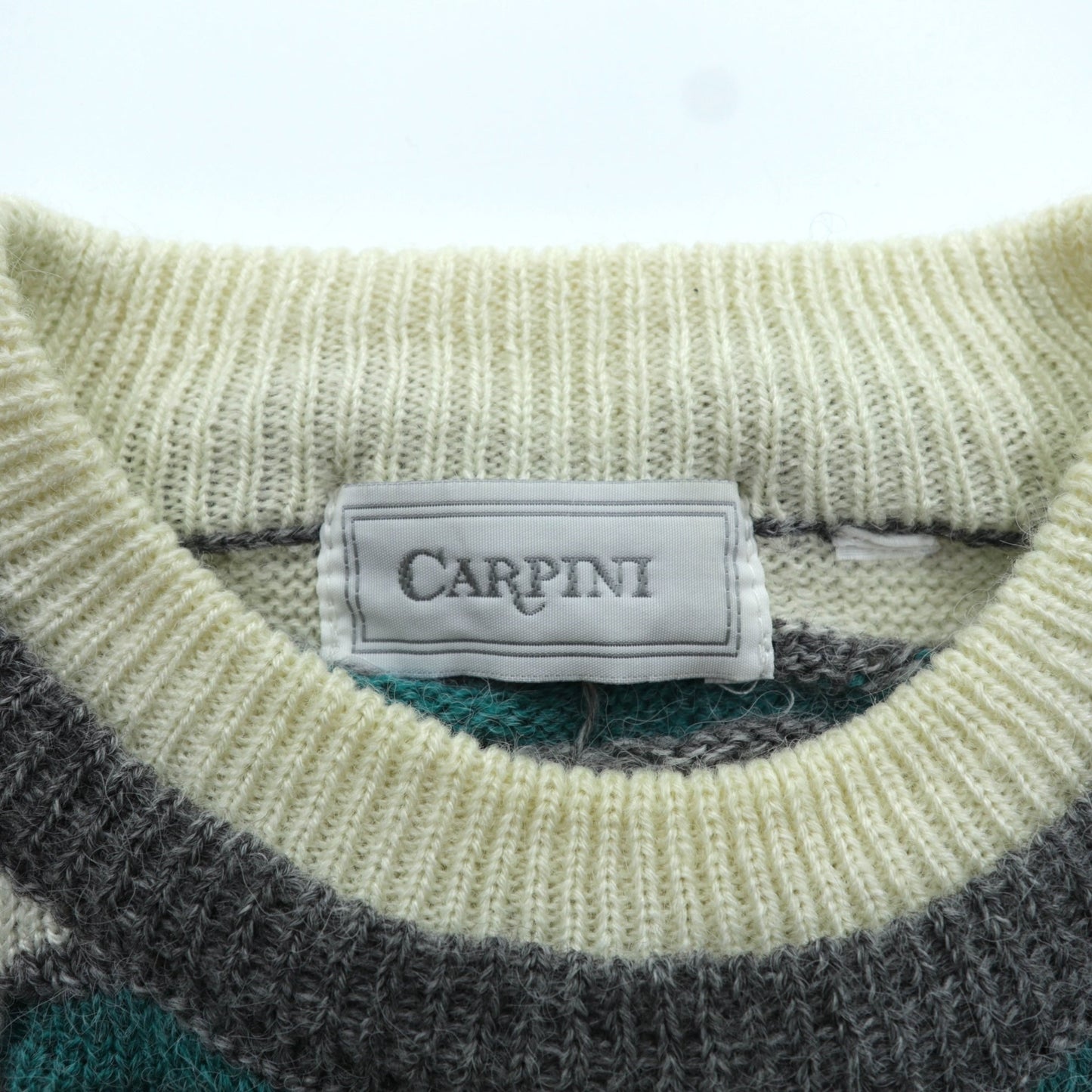 CARPINI 90年代 ヴィンテージ 3D ジャガード ニット セーター L グレー アクリル 総柄