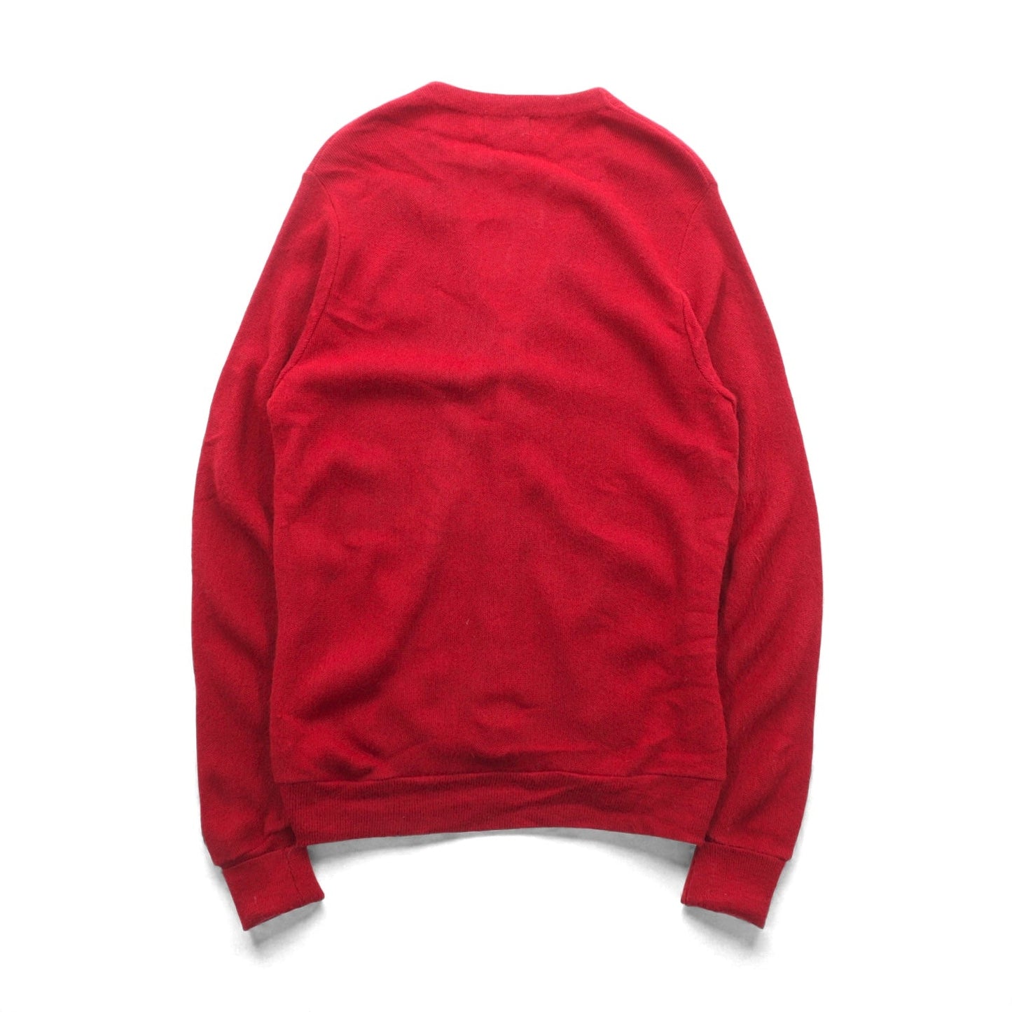 LACOSTE 70年代 ヴィンテージ Vネック ニット カーディガン L レッド アクリル 糸巻タグ