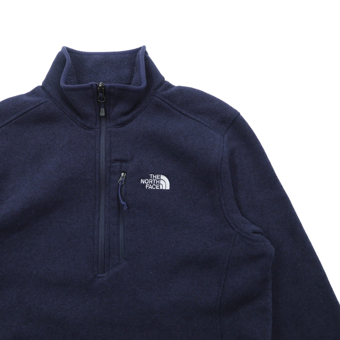 THE NORTH FACE ハーフジップ フリースジャケット M ネイビー スタンドカラー 胸ポケット A7TM 海外規格