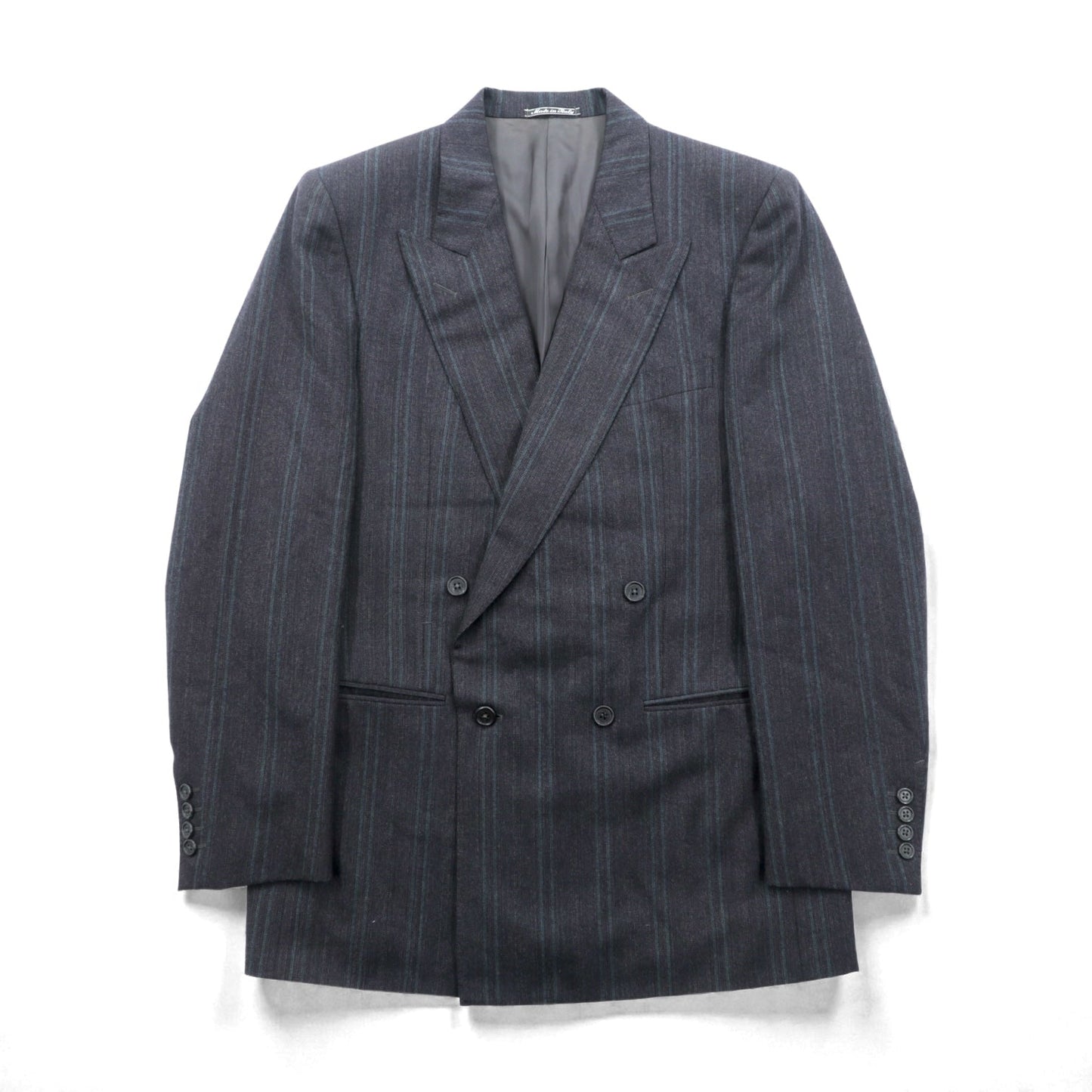 Ermenegildo Zegna イタリア製 ピークドラペル ダブルブレスト テーラードジャケット ブレザー L グレー ウール ストライプ