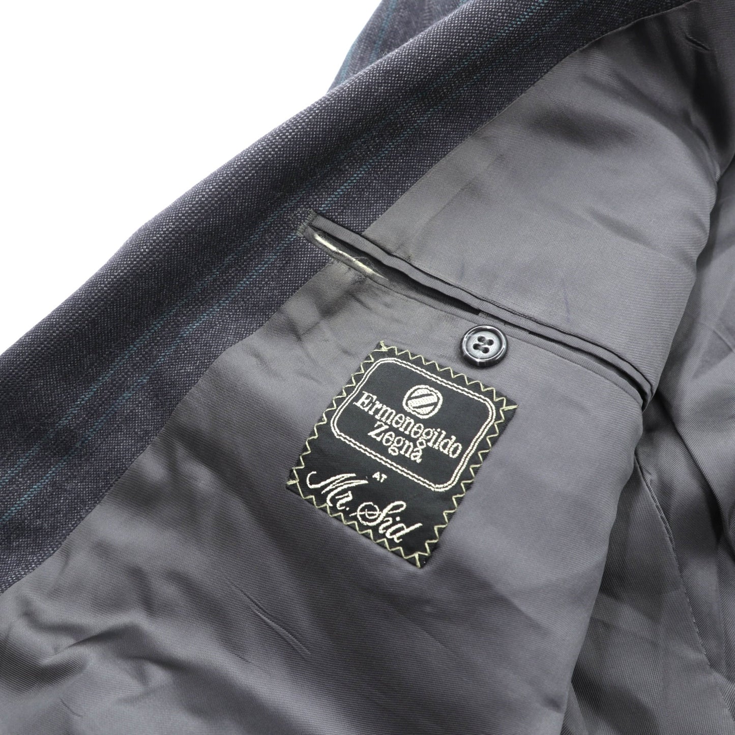 Ermenegildo Zegna イタリア製 ピークドラペル ダブルブレスト テーラードジャケット ブレザー L グレー ウール ストライプ