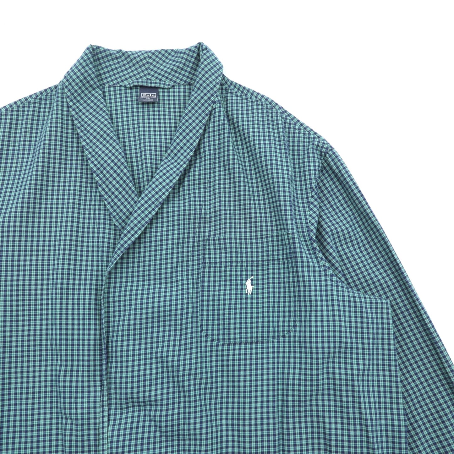 Polo Ralph Lauren 90年代 ガウン ローブ XL グリーン チェック スモールポニー刺繍 パジャマ ロングシャツジャケット