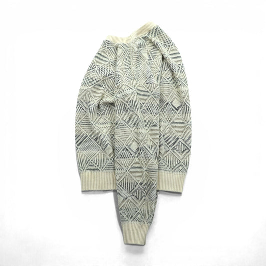 BILL BLASS 米国製 ジャガード ニット セーター L コットン 総柄 USA製