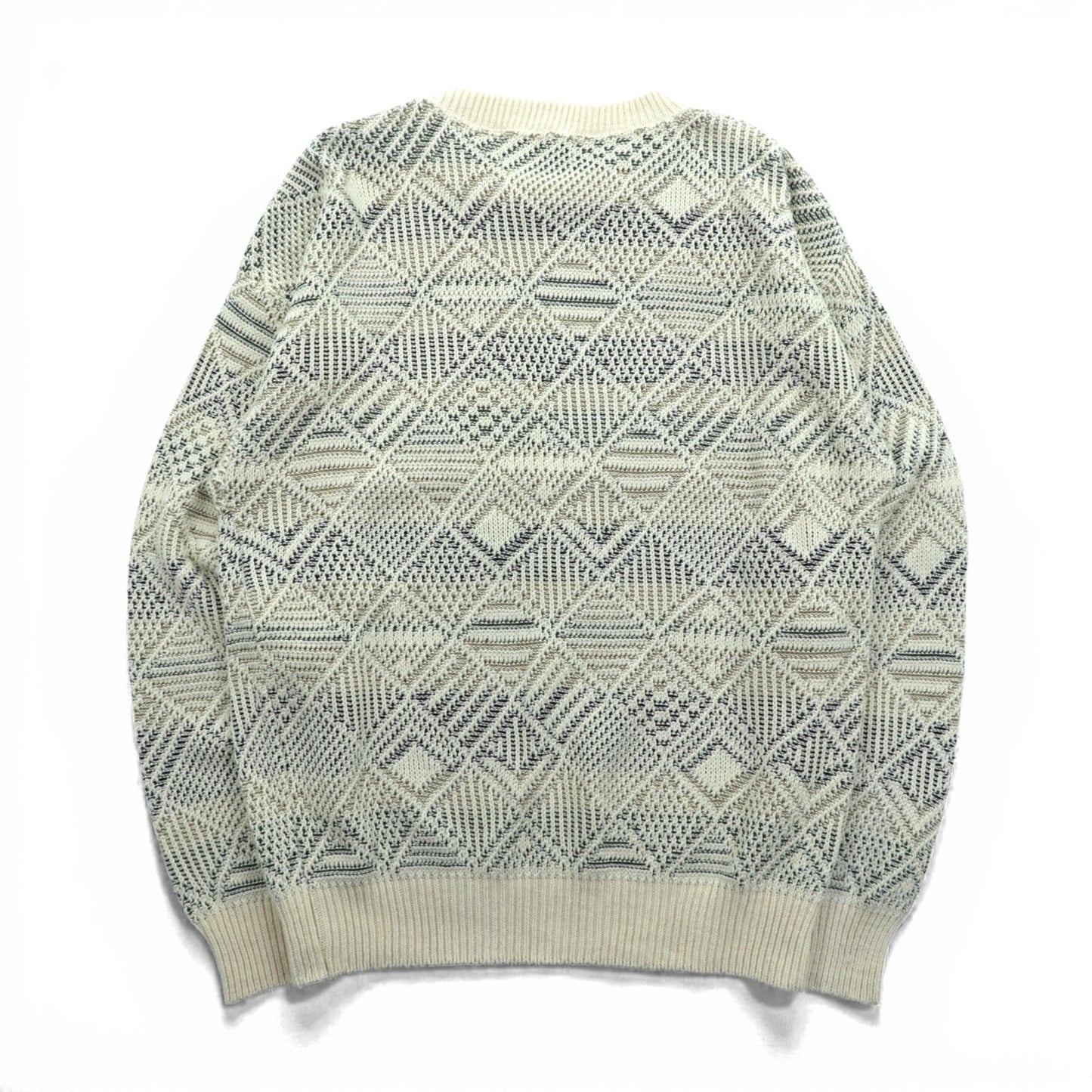 BILL BLASS 米国製 ジャガード ニット セーター L コットン 総柄 USA製
