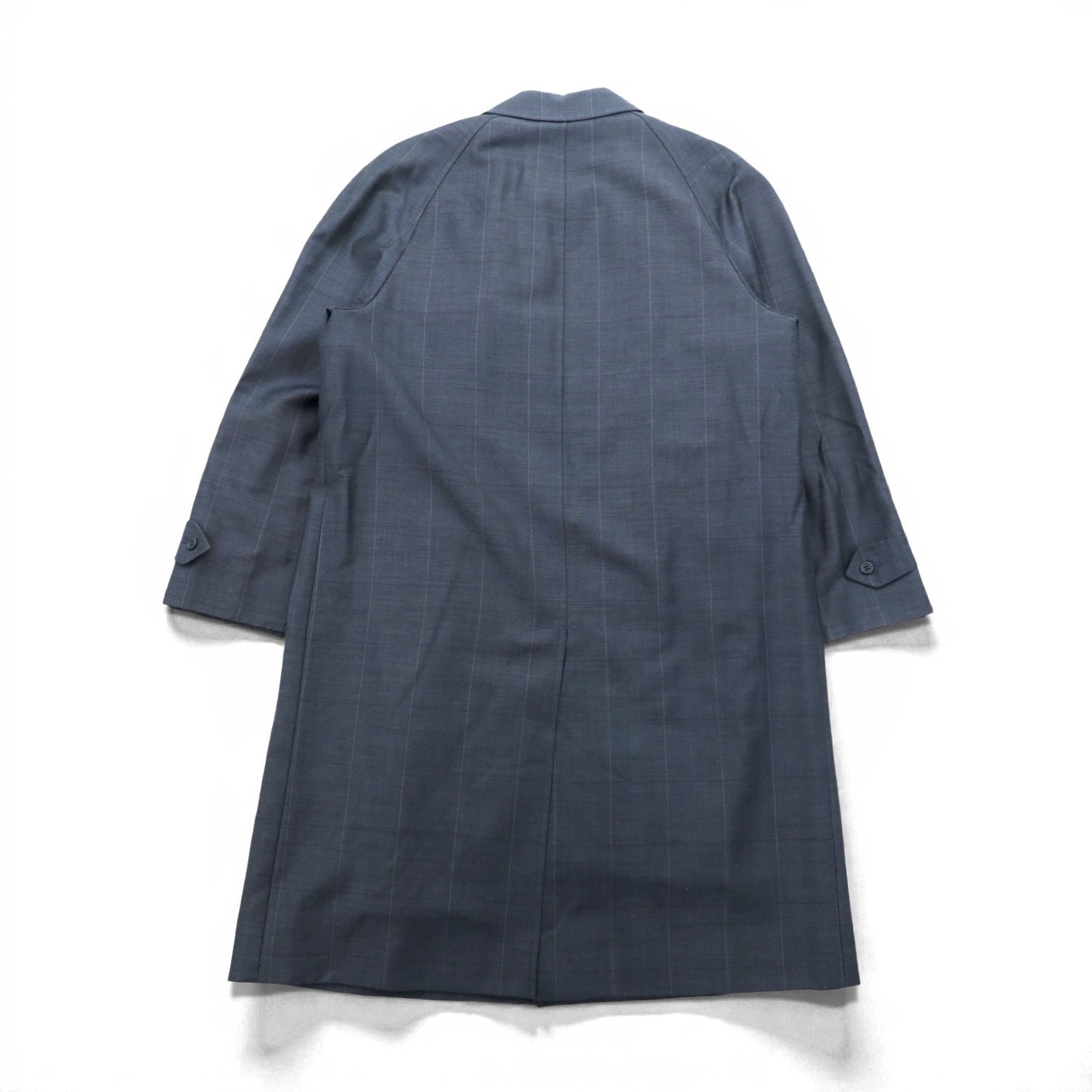 SANYO COAT 日本製 バルマカンコート ステンカラーコート L ネイビー チェック キルティングライナー 着脱式 モヘア混 比翼