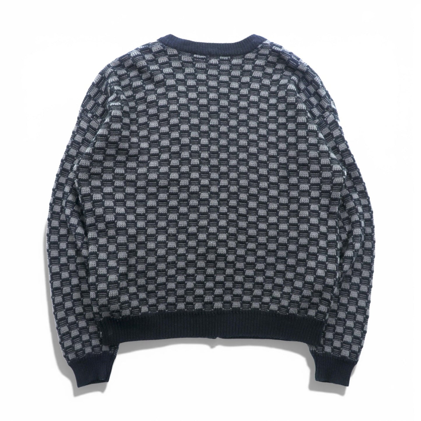 STREET CLOSET 90年代 ヴィンテージ ジャガード ニット カーディガン L ブロックチェック アクリル