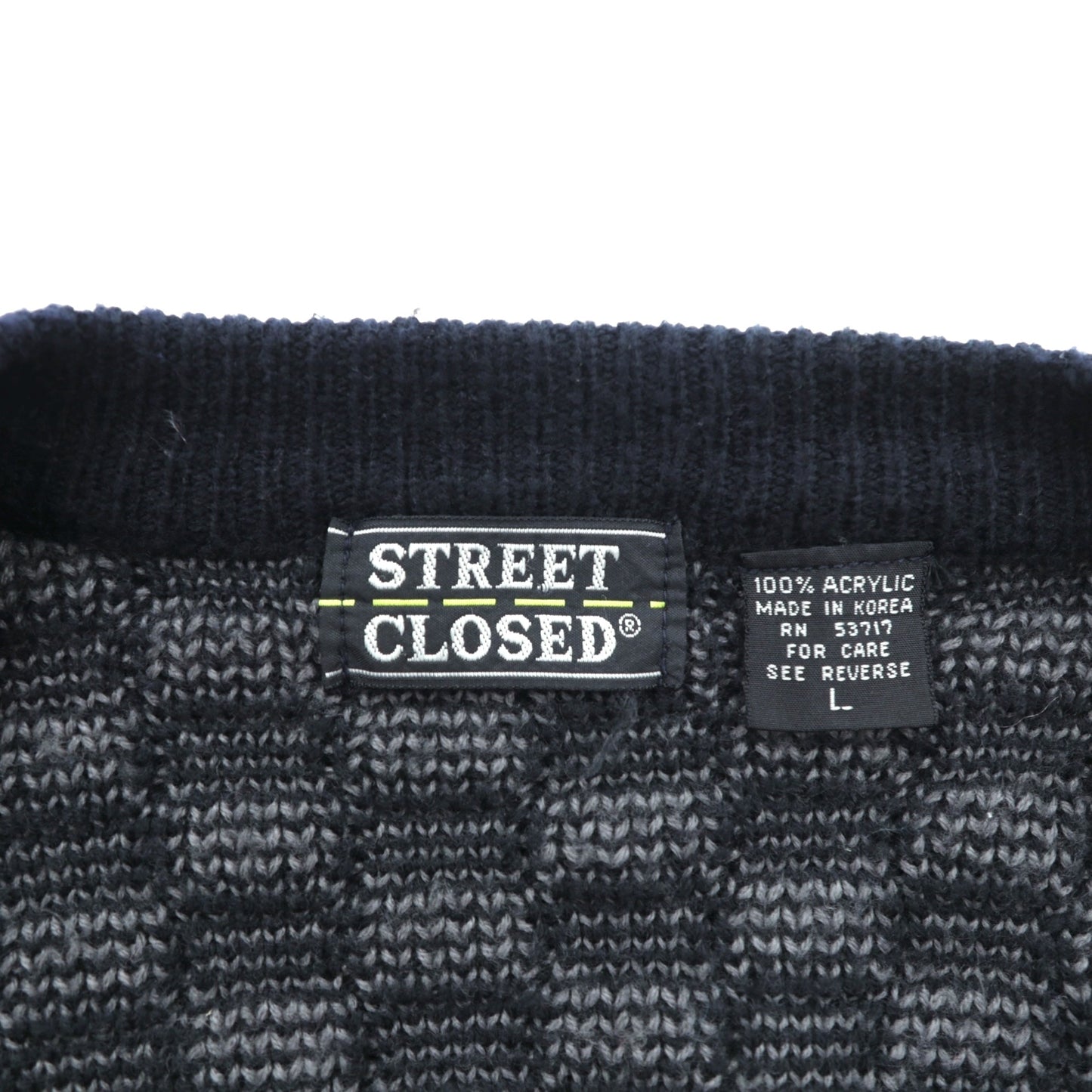 STREET CLOSET 90年代 ヴィンテージ ジャガード ニット カーディガン L ブロックチェック アクリル
