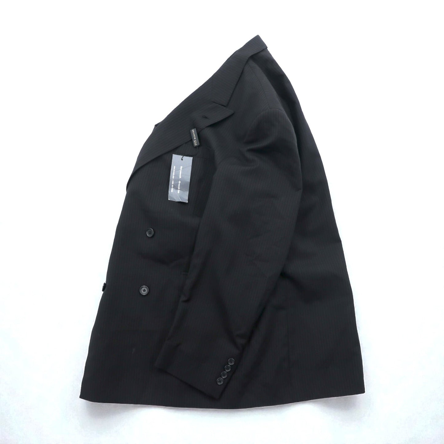 US UNION MADE Blazer ピークドラベル ダブルブレスト ブレザー テーラードジャケット XL ブラック ストライプ KENNETH COLE 未使用品 USA製
