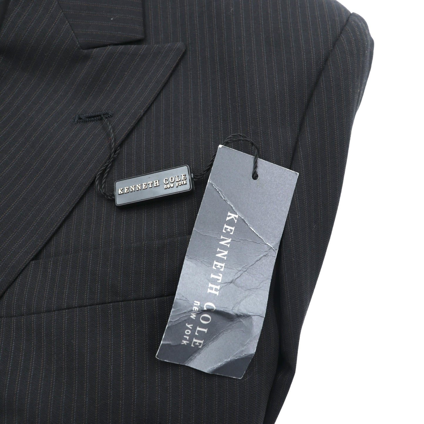 US UNION MADE Blazer ピークドラベル ダブルブレスト ブレザー テーラードジャケット XL ブラック ストライプ KENNETH COLE 未使用品 USA製