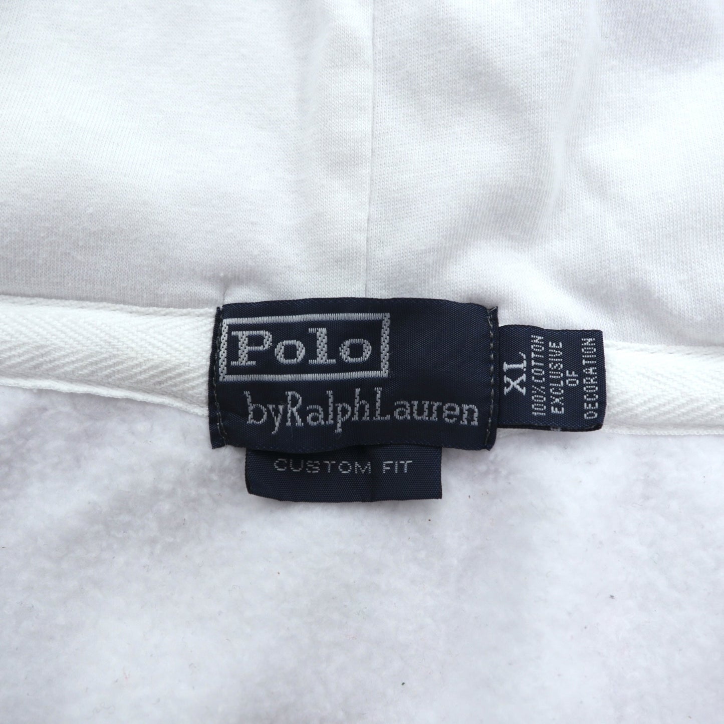 Polo Ralph Lauren 90年代 ビッグポニー刺繍 ジップパーカー XL ホワイト コットン リブライン