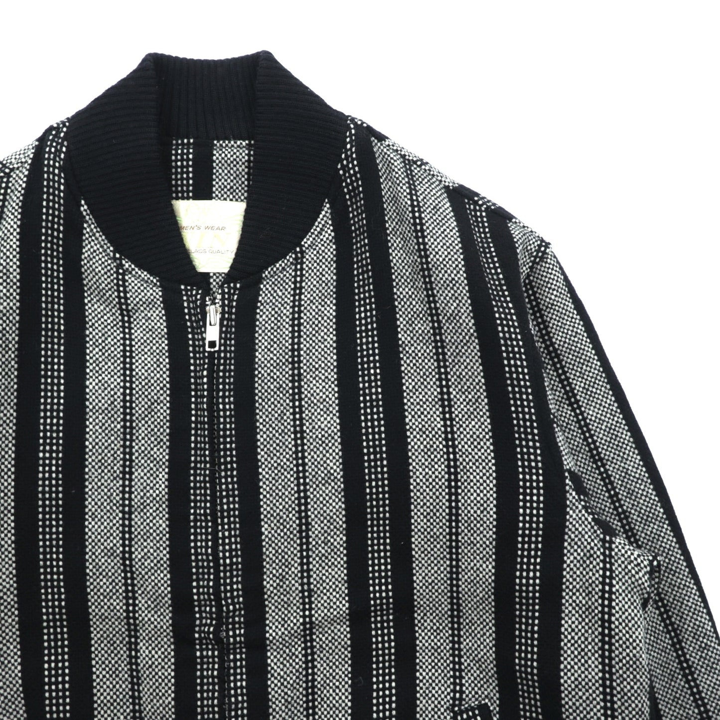 80s Japan Vintage Blouson ジップアップ ボンバージャケット M ウール ストライプ MEN'S WEAR WIN 80年代 日本製