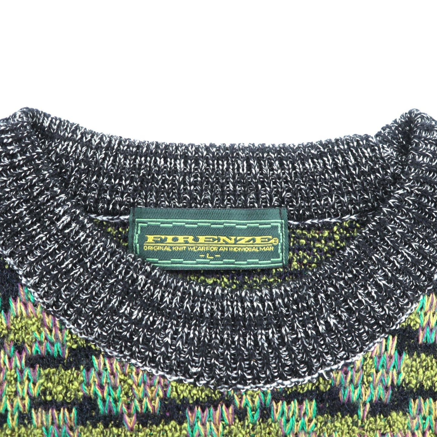 FIRENZE Jacquard Knitwear 総柄 フェアアイル ニット セーター L カーキ
