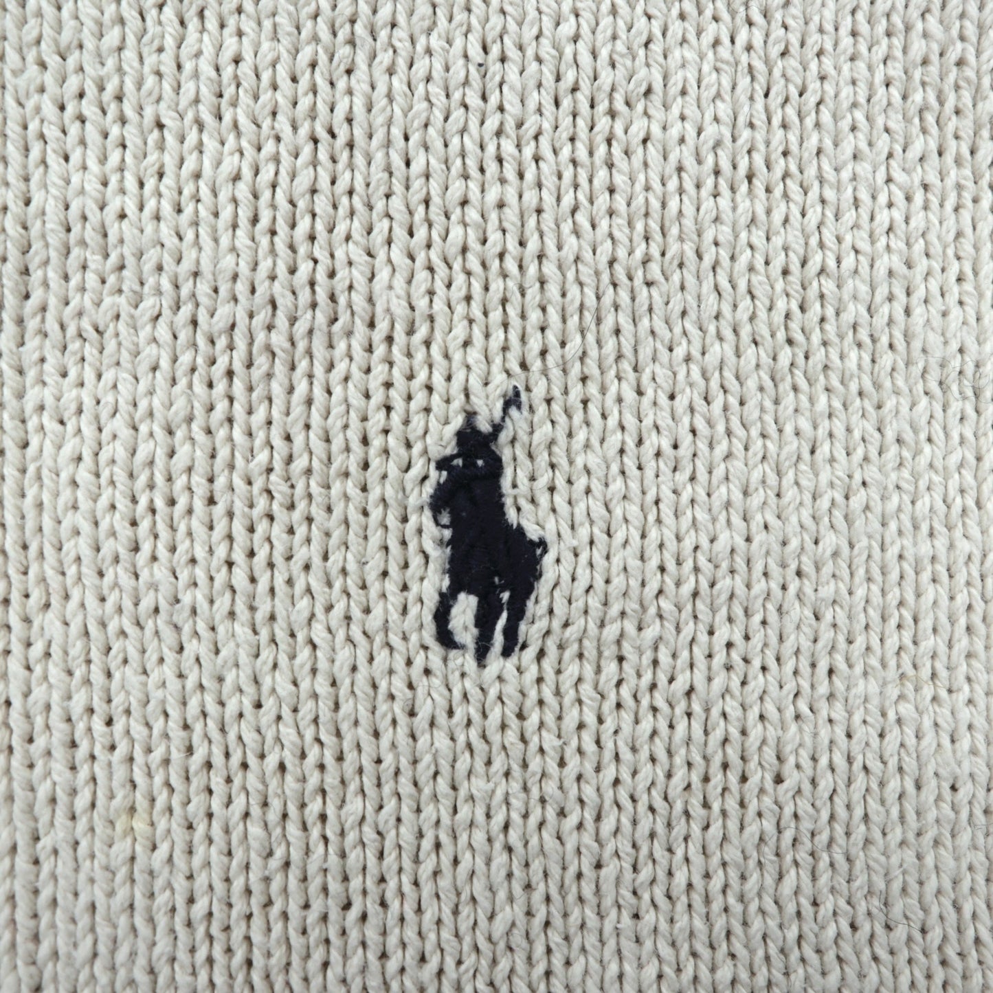 Polo Ralph Lauren 90年代 Vネック コットンニット ベスト L ベージュ スモールポニー刺繍
