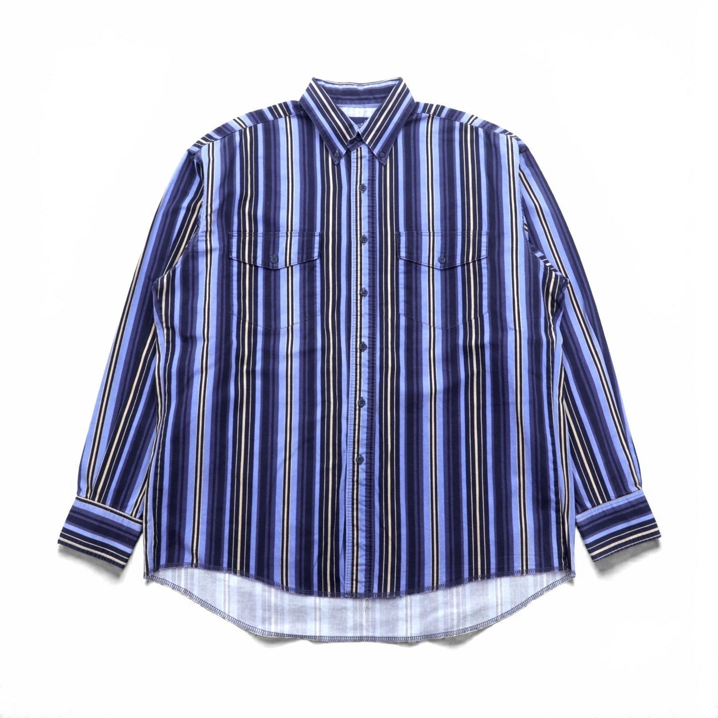 Wrangler 90年代 ボタンダウン シャツ XL ネイビー ストライプ 胸ポケット