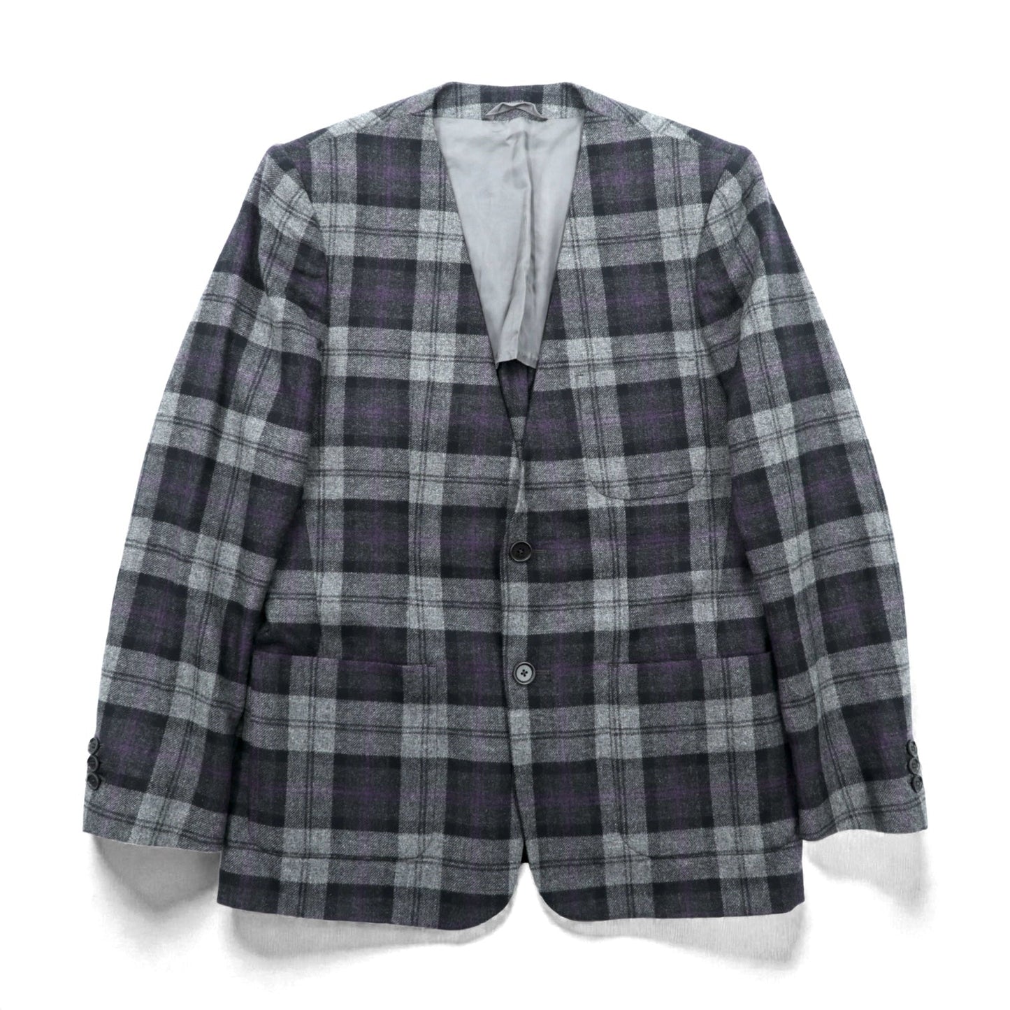 W-D MAN ノーカラー ブレザー ジャケット M チェック イタリア製 UNITED ARROWS 取扱い