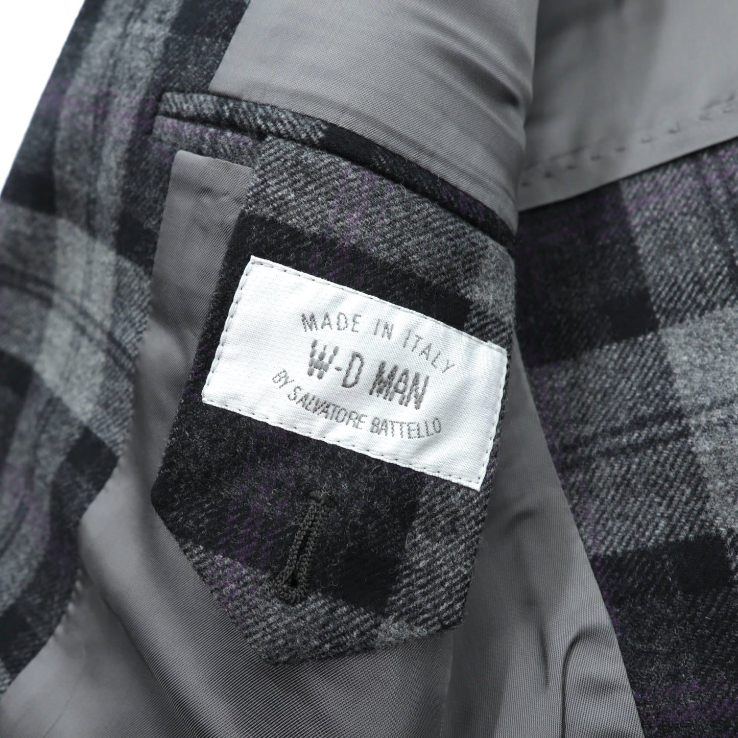 W-D MAN ノーカラー ブレザー ジャケット M チェック イタリア製 UNITED ARROWS 取扱い