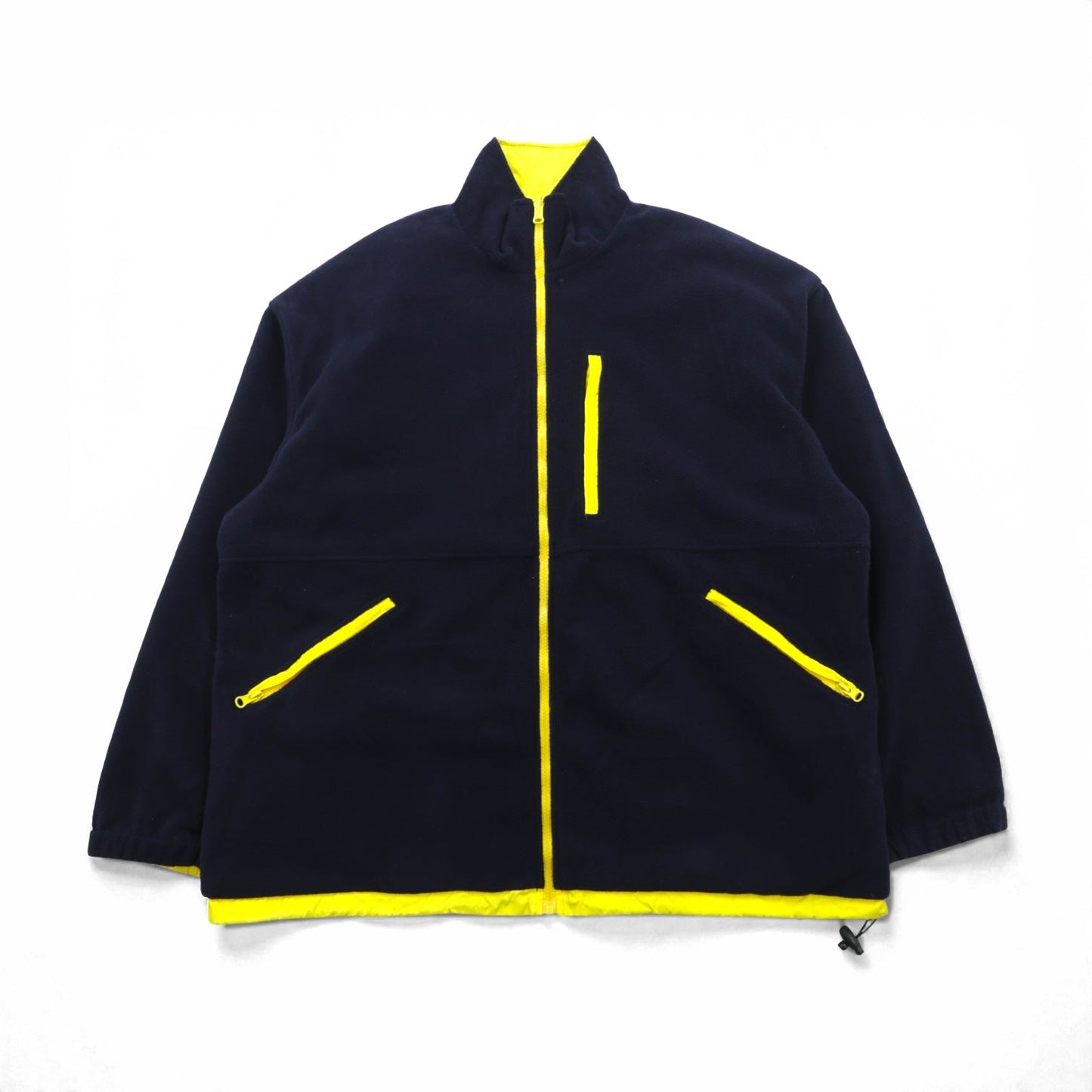 LACOSTE 90年代 リバーシブル ナイロンジャケット フリースジャケット XL ドローコード ジップアップ スタンドカラー
