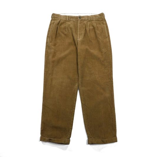 Brooks Brothers 2タック ワイド コーデュロイ チノパンツ スラックス L ブラウン コットン