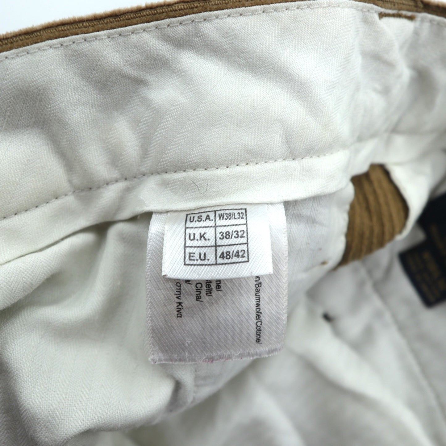 Brooks Brothers 2タック ワイド コーデュロイ チノパンツ スラックス L ブラウン コットン