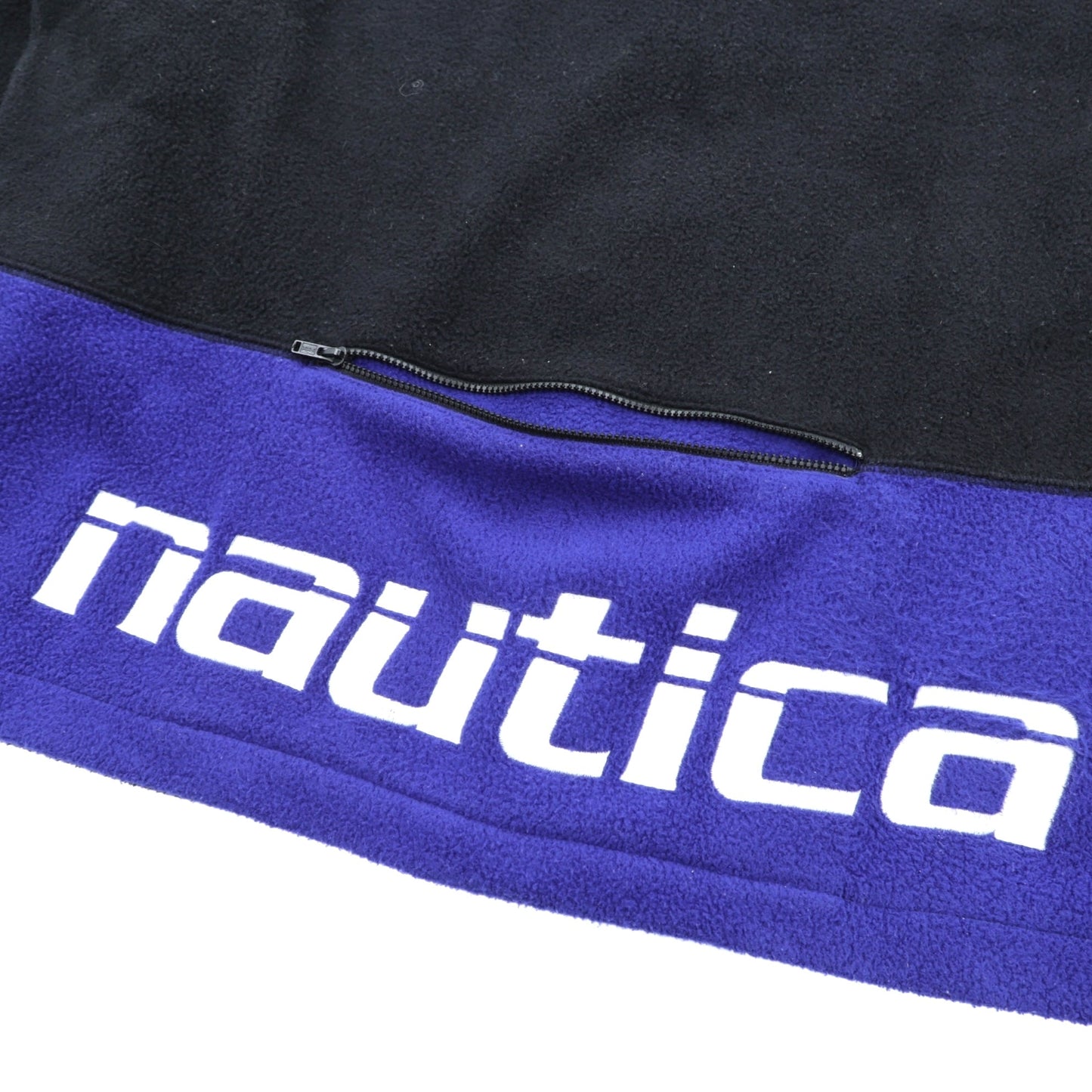 NAUTICA 00年代 フルジップ フリースジャケット XL ブラック スタンドカラー COMPETITION バックロゴ刺繍