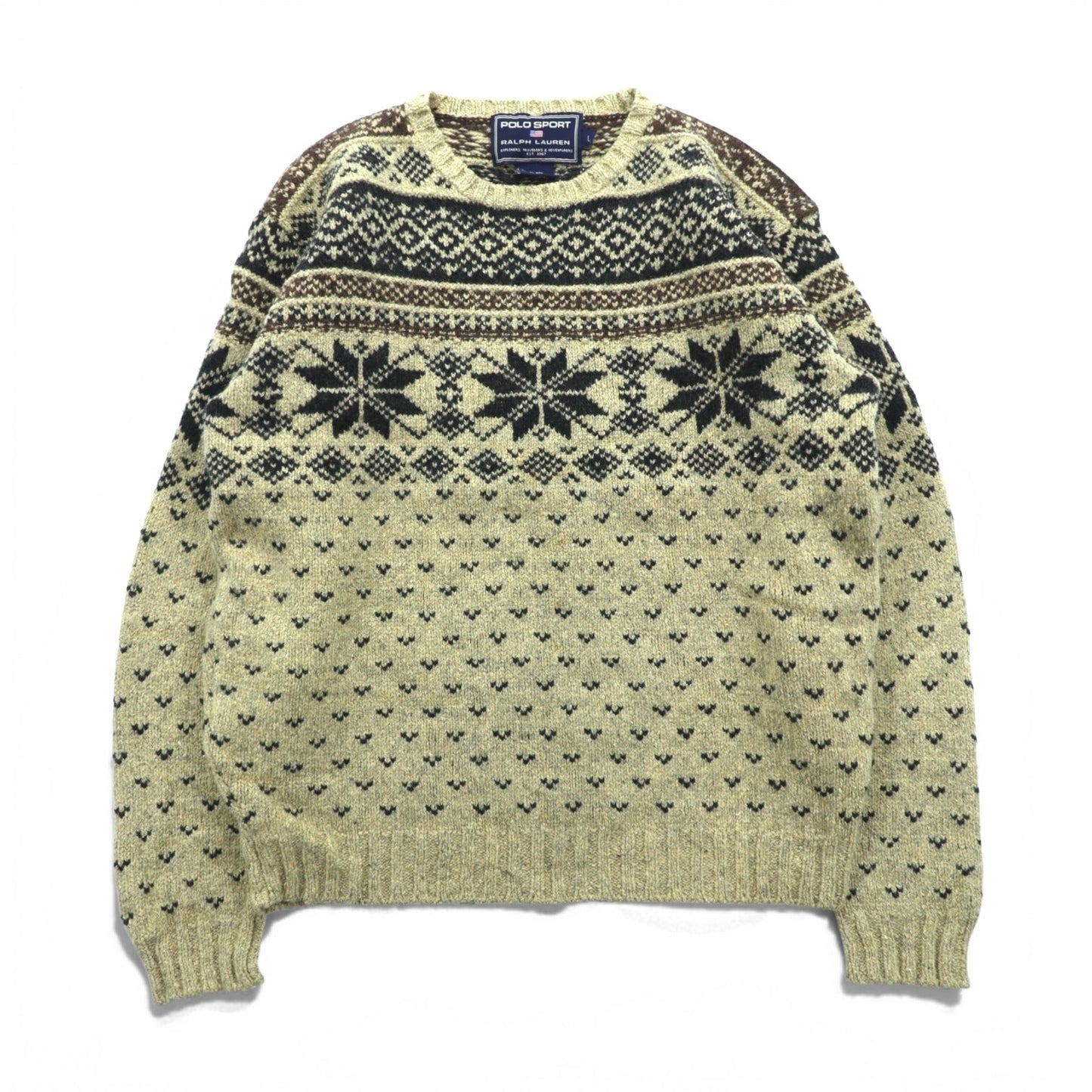 POLO SPORT RALPH LAUREN 90年代 ノルディック柄 ニット セーター L ウール シルク混 バーズアイ