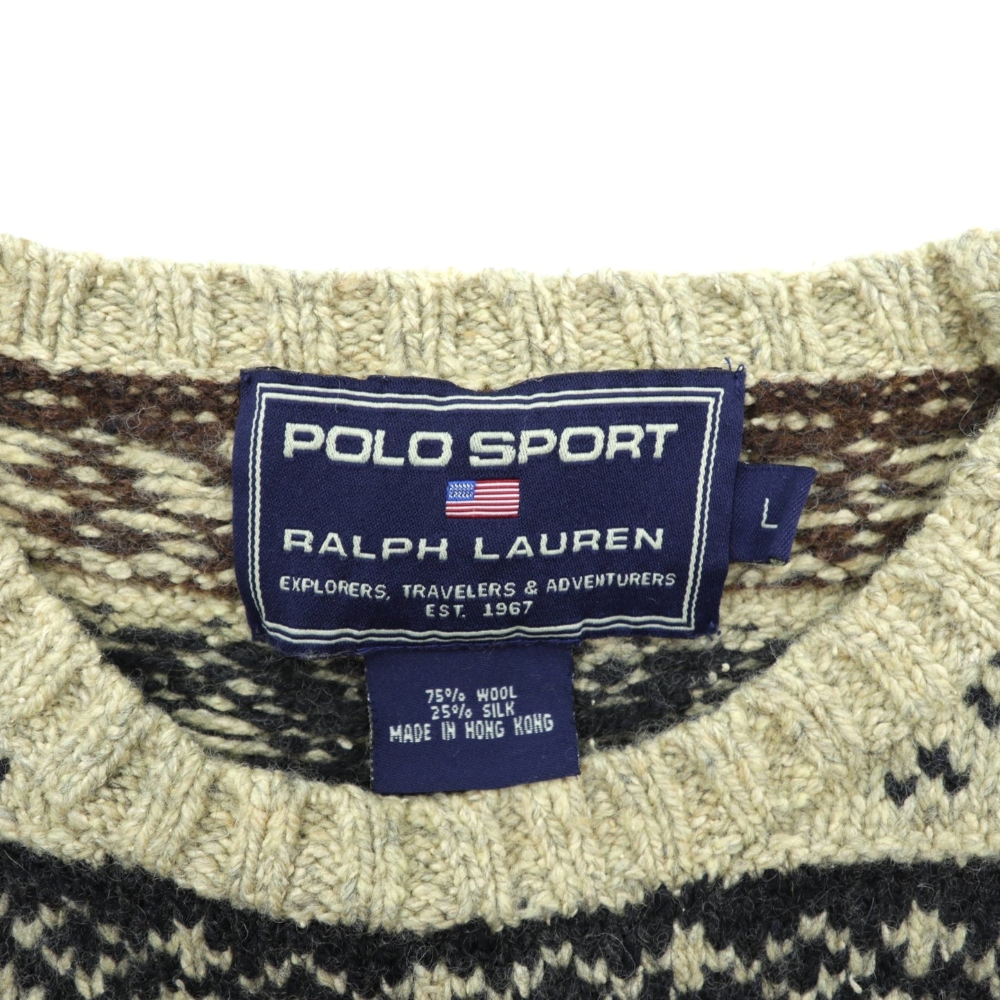POLO SPORT RALPH LAUREN 90年代 ノルディック柄 ニット セーター L ウール シルク混 バーズアイ
