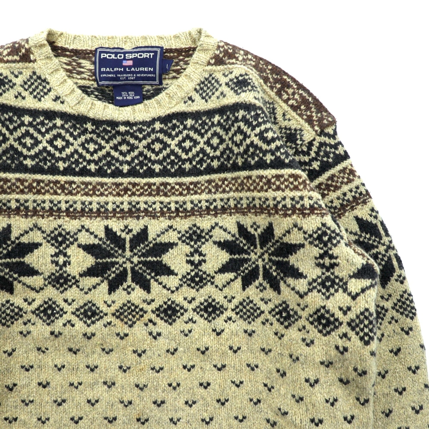 POLO SPORT RALPH LAUREN 90年代 ノルディック柄 ニット セーター L ウール シルク混 バーズアイ