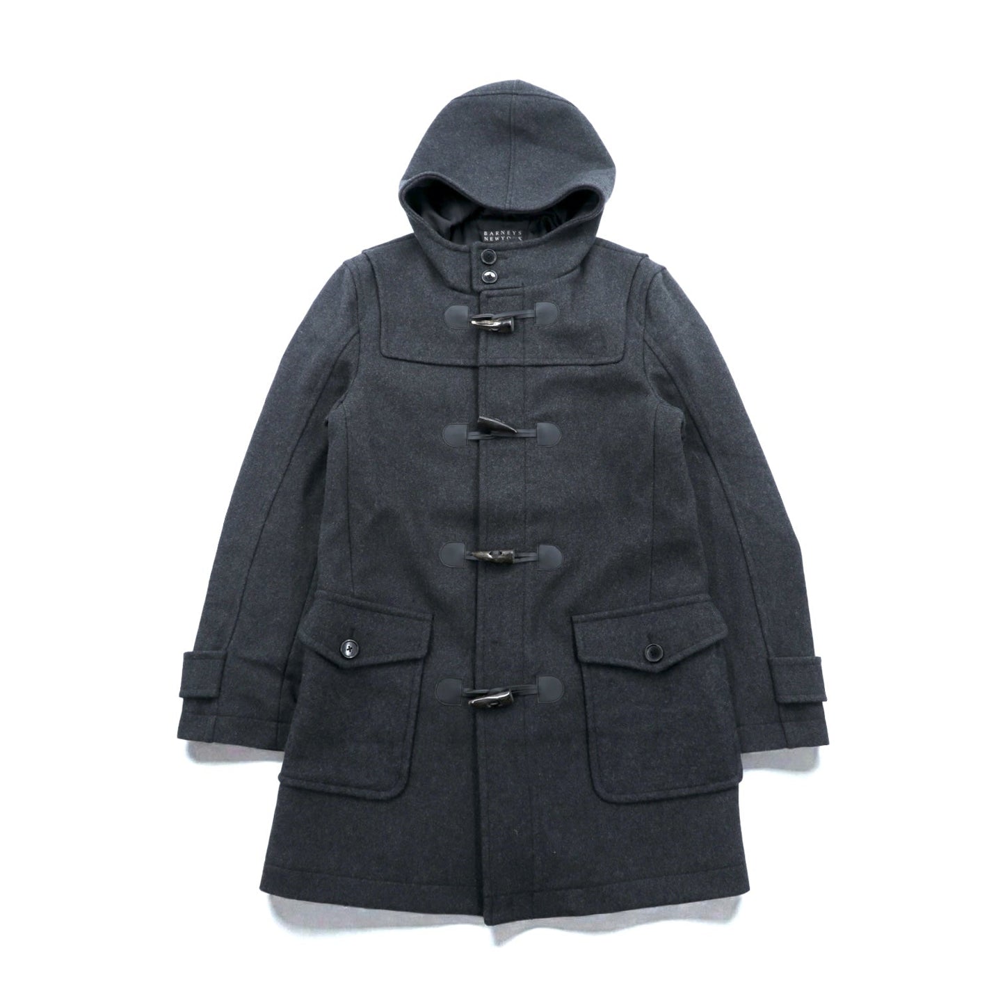 BARNEYS NEW YORK ダッフルコート XL グレー ウール トグルボタン フード付き