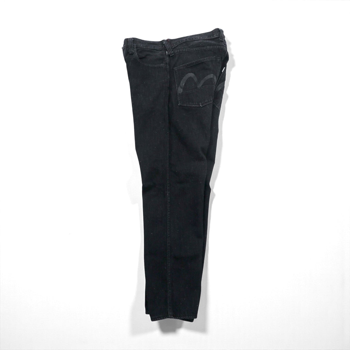 EVISU 日本製 ブラック デニムパンツ ジーンズ M テーパード 5020 カモメペイント