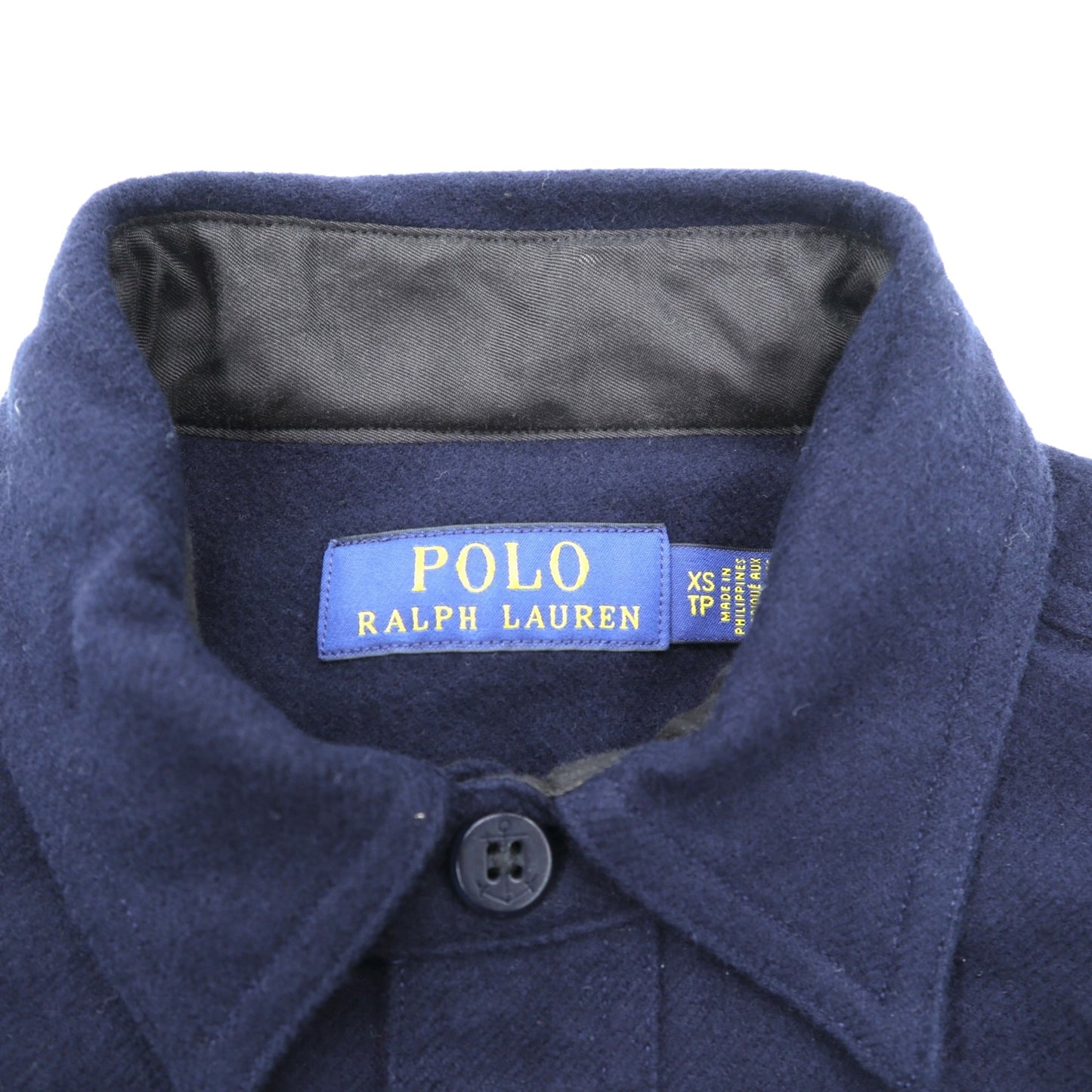 Polo Ralph Lauren ミリタリー CPO シャツ XS ネイビー コットン チンストラップ イカリボタン