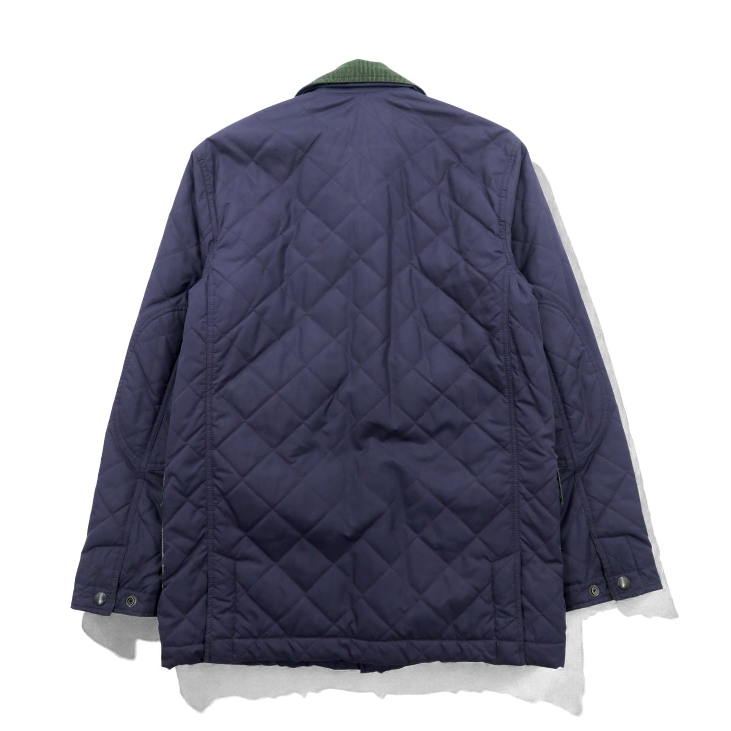 Polo Ralph Lauren 90年代 中綿 キルティングジャケット L ネイビー 襟コーデュロイ ダブルジップ チンストラップ エルボーパッチ 裏地チェック