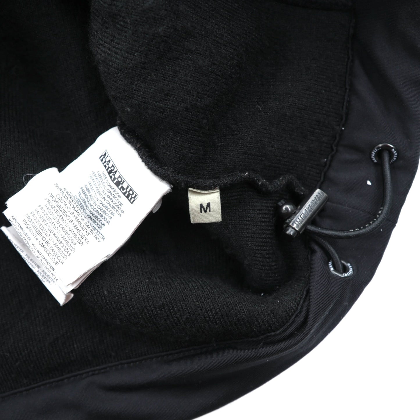 NAPAPIJRI ハーフジップ アノラックパーカー シェルパ フリースジャケット M ブラック ドローコード Teide Fleece Hoodie N0Y13M